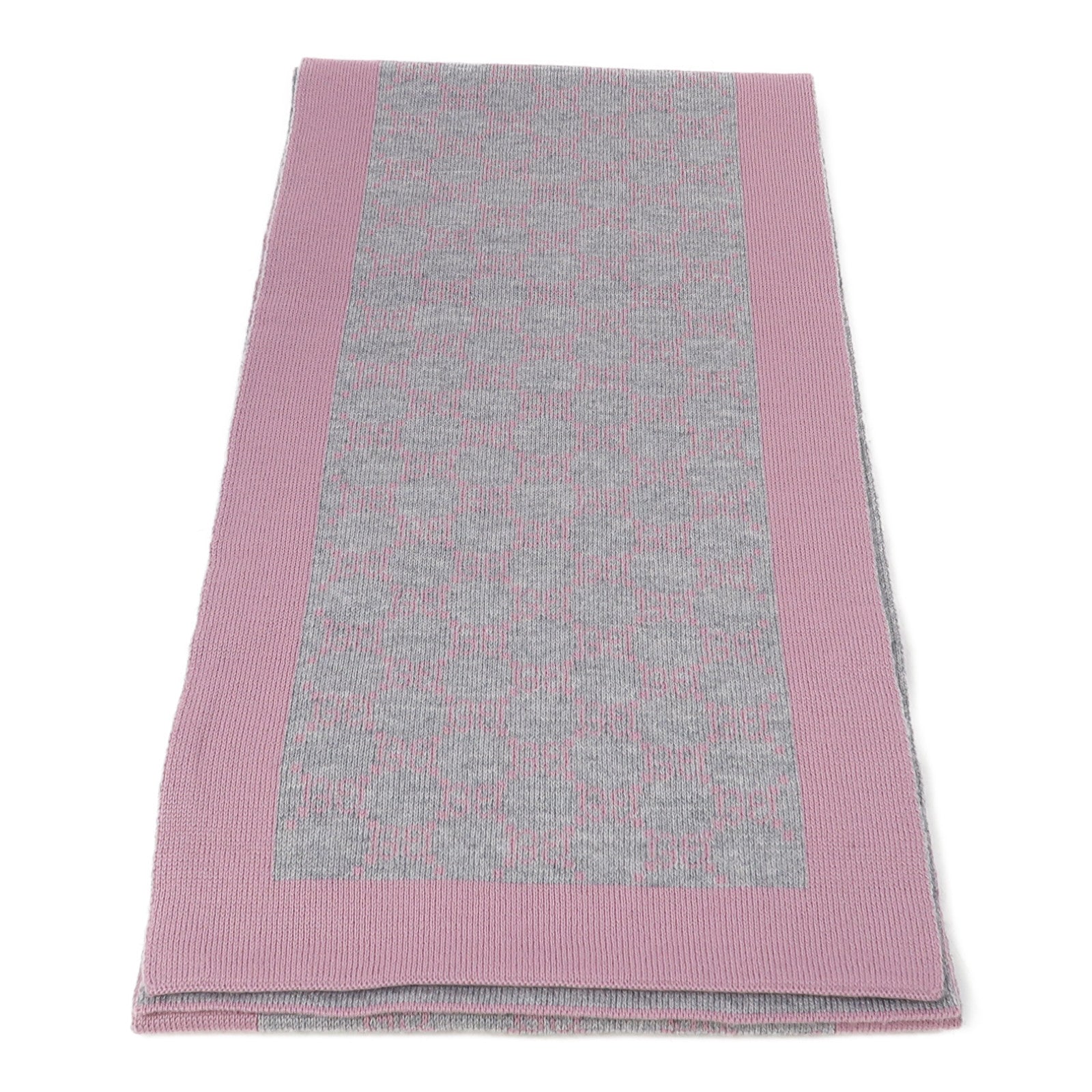 GUCCI 羊毛Scarf 23x180cm圍巾粉紅色/灰色
