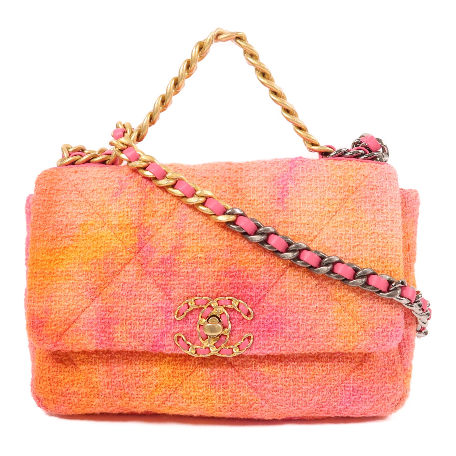 CHANEL 粗花呢C19 Shoulder Bag手挽肩背兩用袋