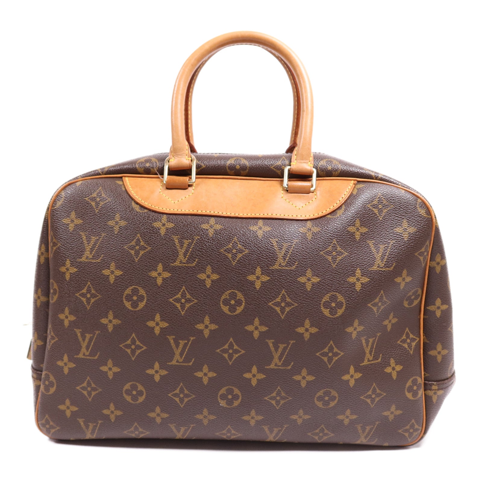 LOUIS VUITTON Monogram Deauville金扣手挽袋棕色