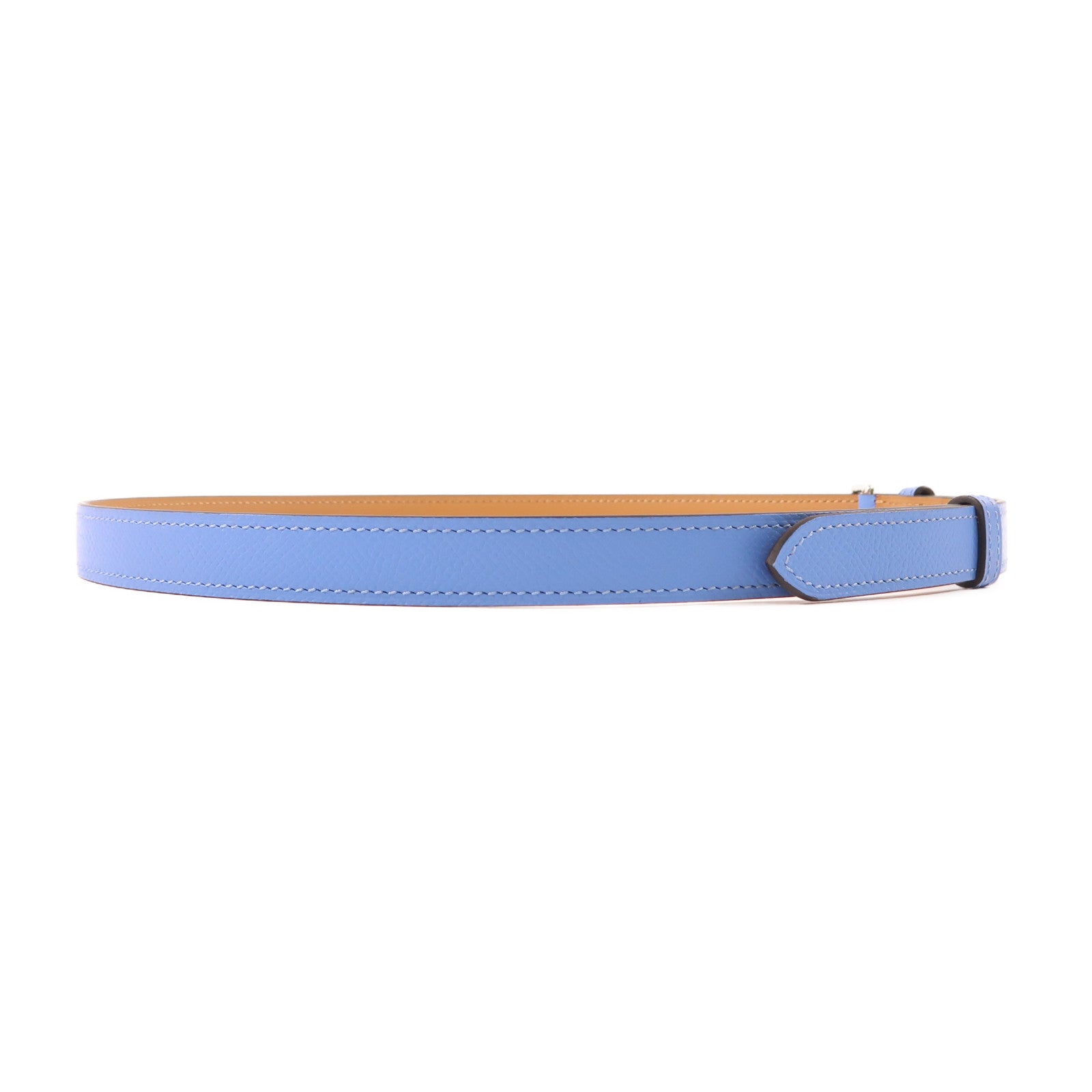 HERMES PHW Etriviere Leather Belt Epsom Leather Bleu Tempete