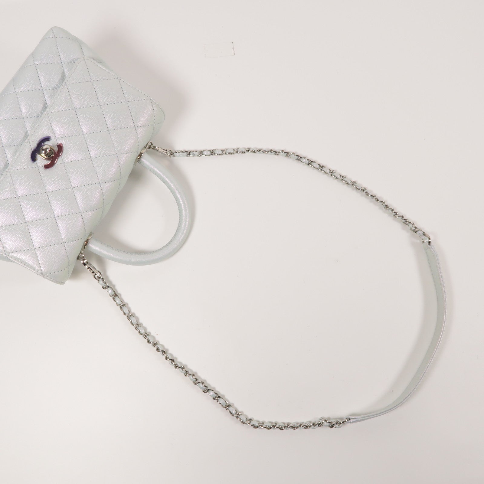 CHANEL 【激減優惠】牛皮皮革Co Co Handle銀扣鏈帶手挽肩背兩用袋