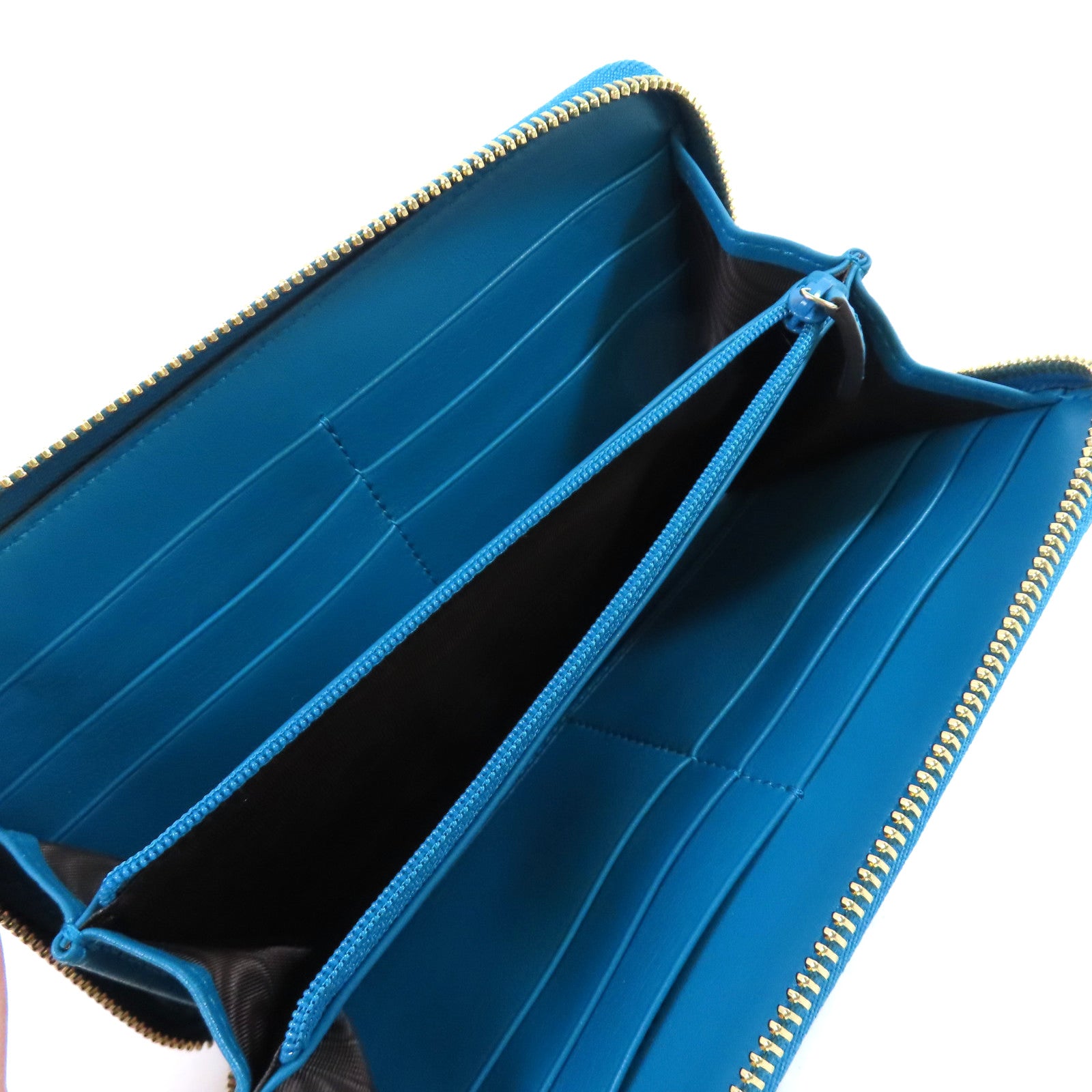 GUCCI 牛皮皮革Zipper Long Wallet金扣拉鏈長錢包湖綠色