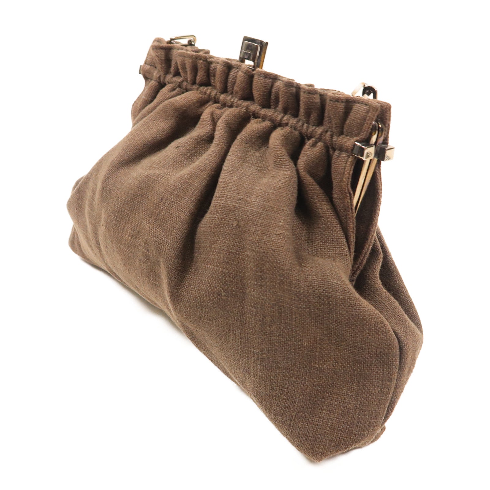 GUCCI 帆布Chain Shoulder銀扣鏈帶肩背袋