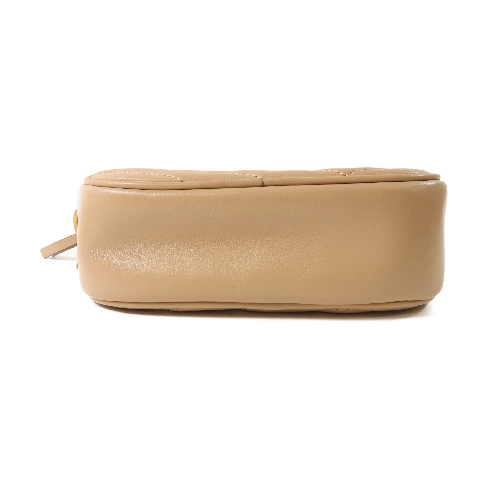 TORY BURCH GHW Kira Chevron Camera Shoulder Bag 152353 Calfskin Leather Beige