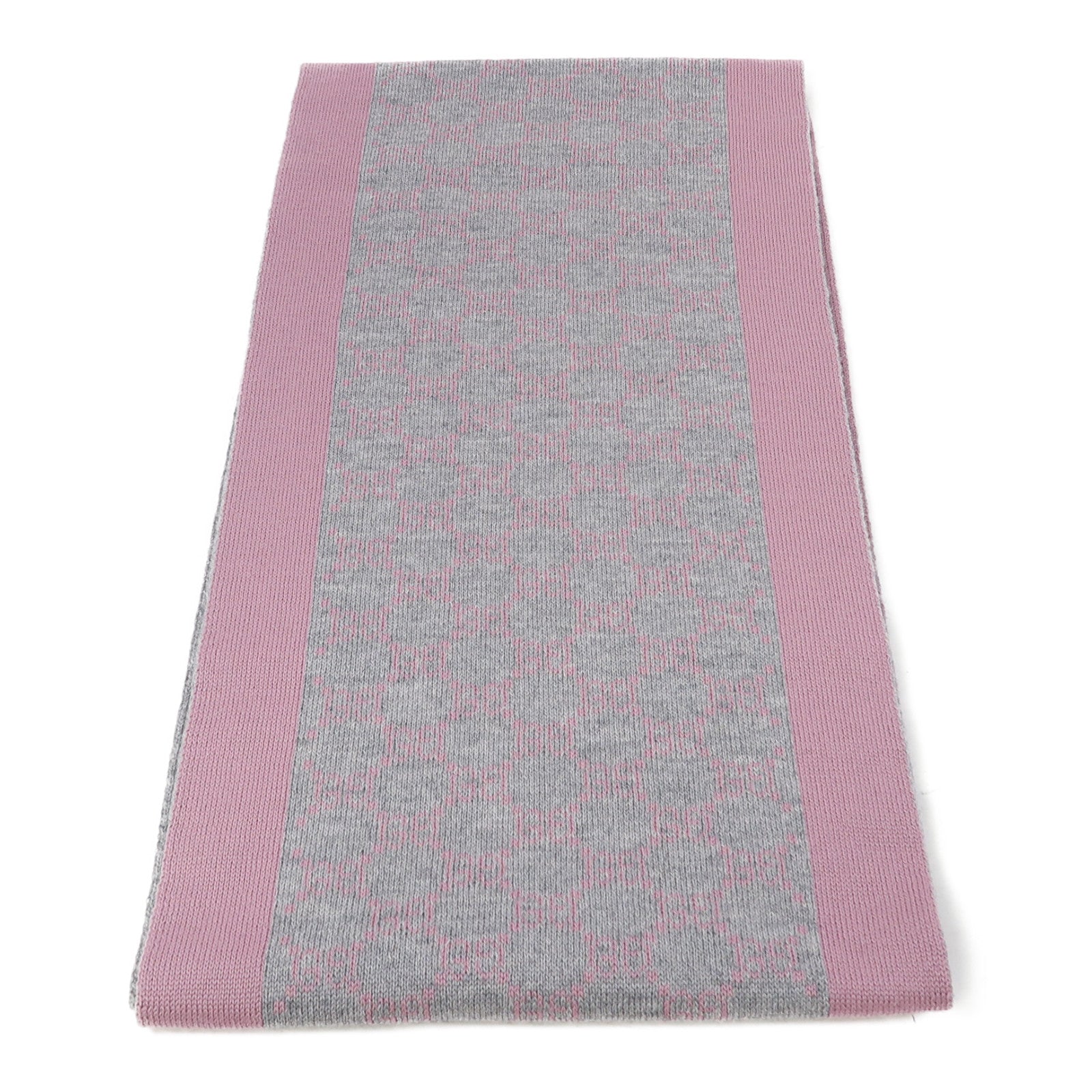 GUCCI 羊毛Scarf 23x180cm圍巾粉紅色/灰色