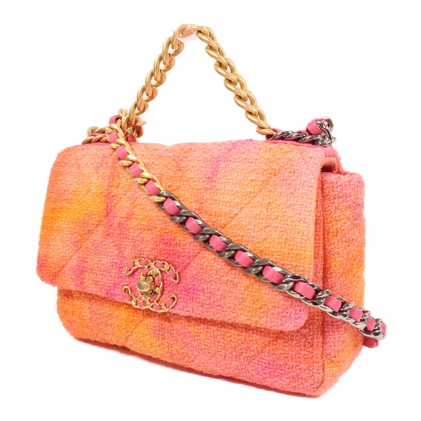 CHANEL 粗花呢C19 Shoulder Bag手挽肩背兩用袋