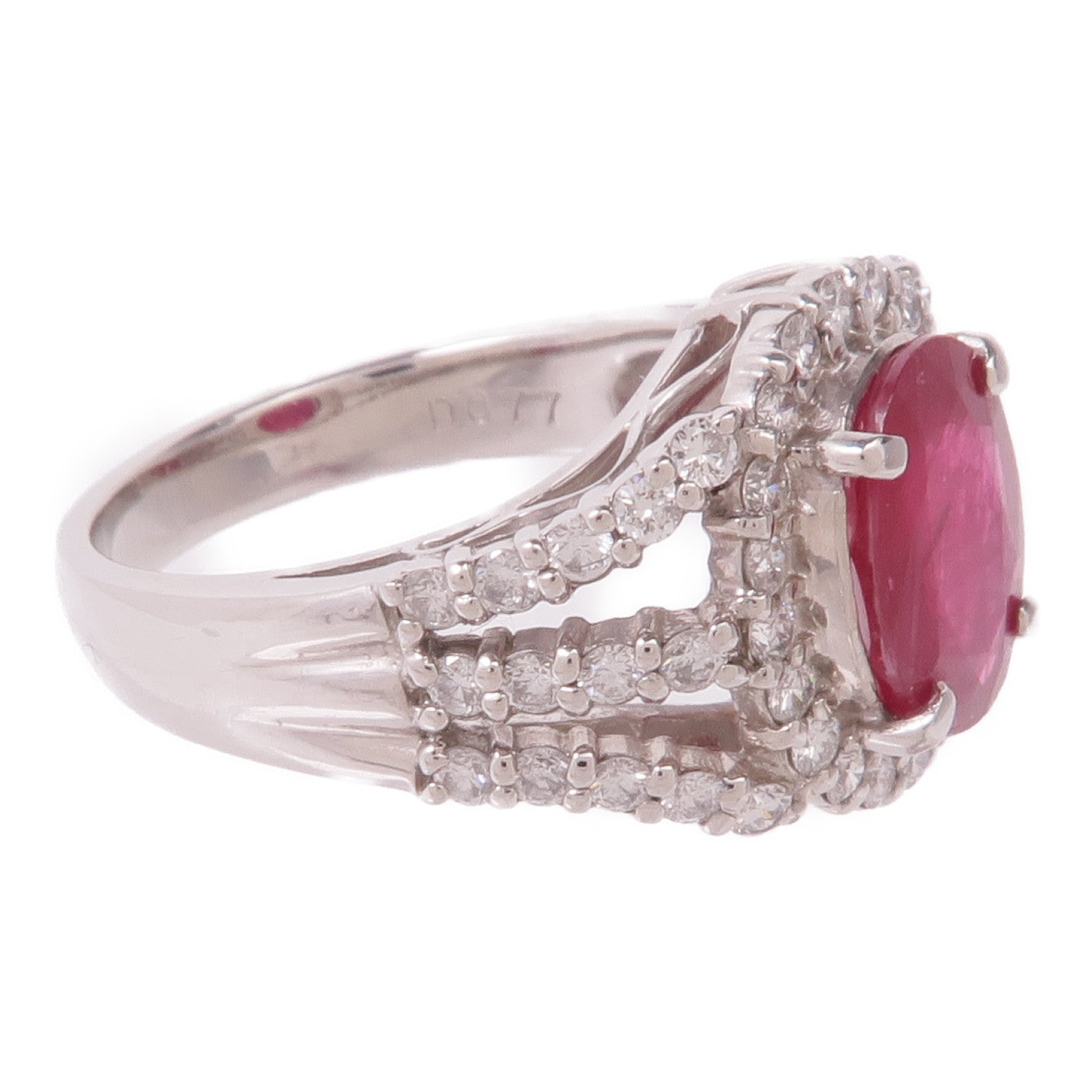 JEWELRY 【激減優惠】PT900鉑金Ruby Diamond Ring紅寶石/鑽石戒指US#6