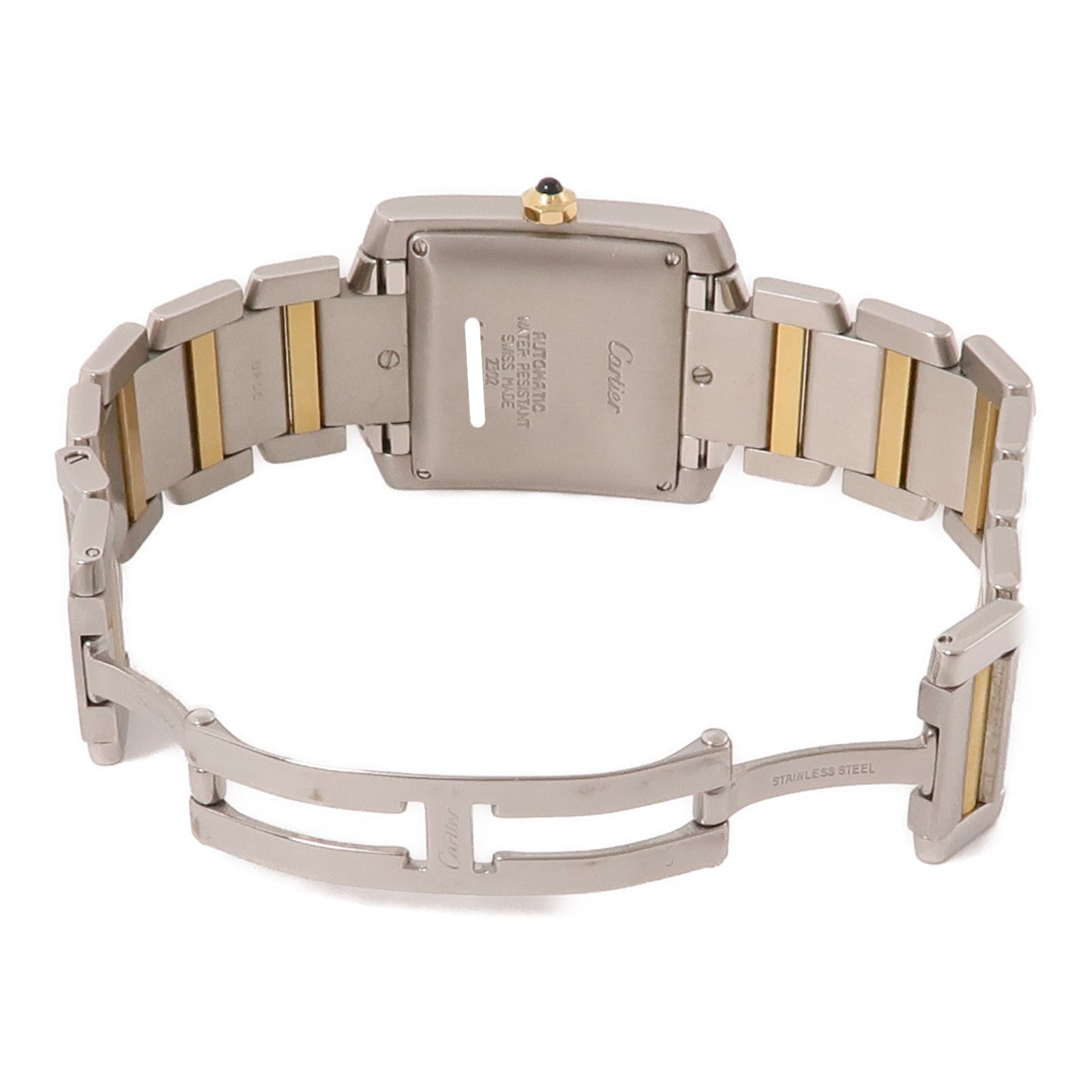 CARTIER Tank Francaise LM 18K黃金/不鏽鋼手錶自動機芯米色