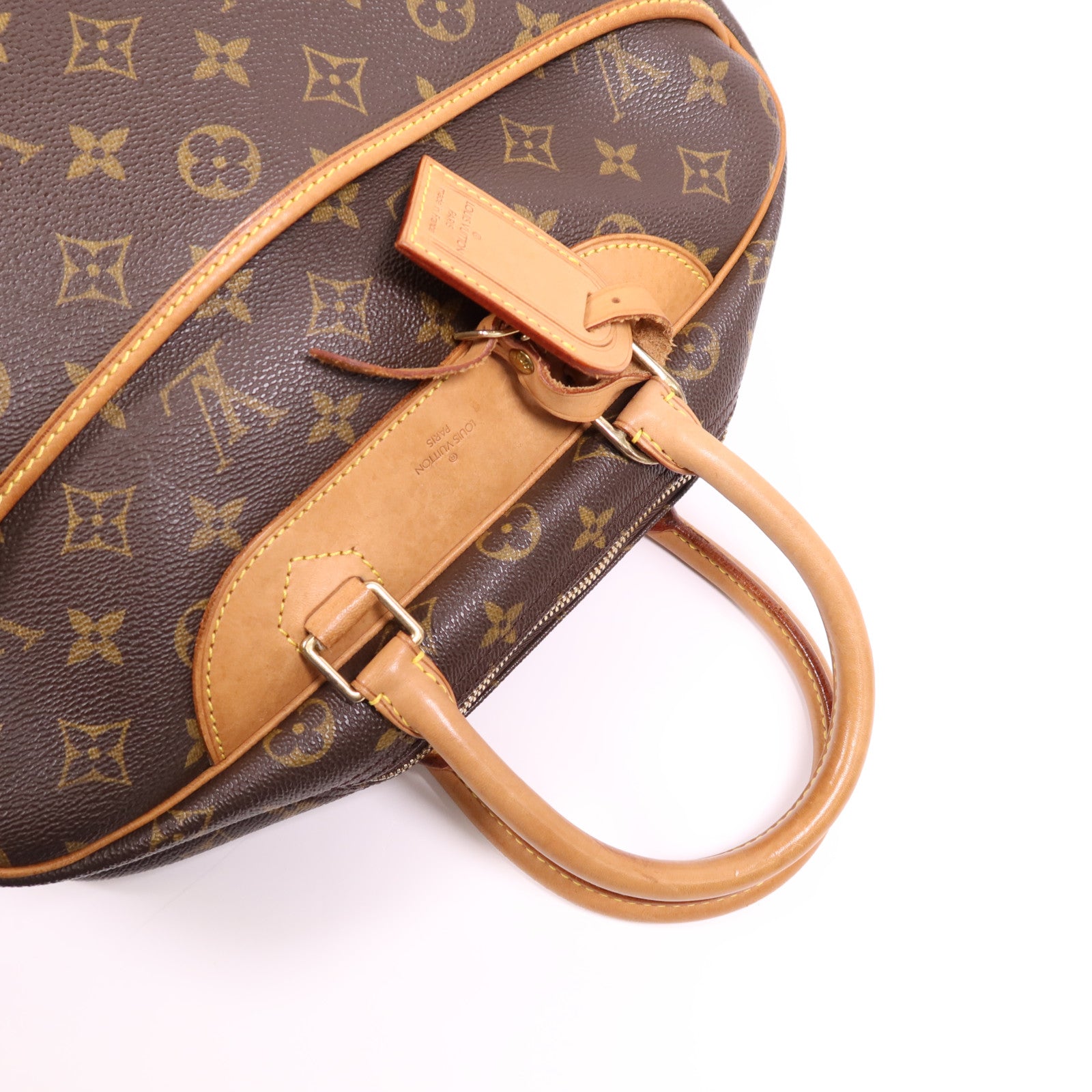 LOUIS VUITTON Monogram Deauville金扣手挽袋棕色