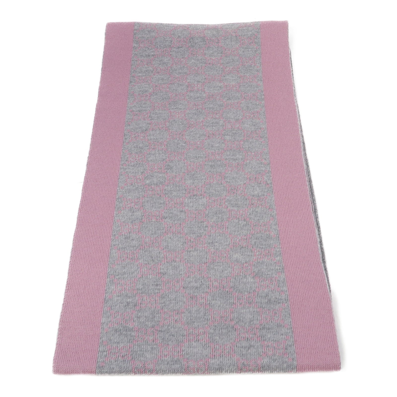 GUCCI 羊毛Scarf 23x180cm圍巾粉紅色/灰色