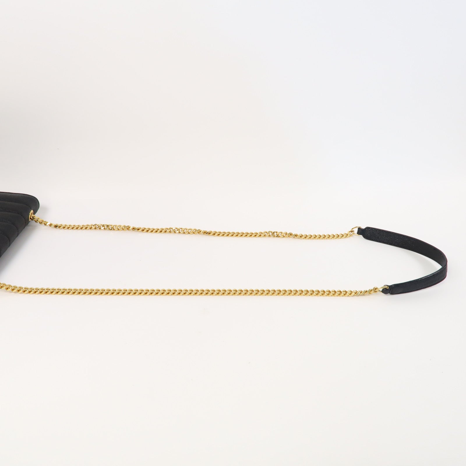 SAINT LAURENT 牛皮皮革Vicky金扣鏈帶肩背袋黑色