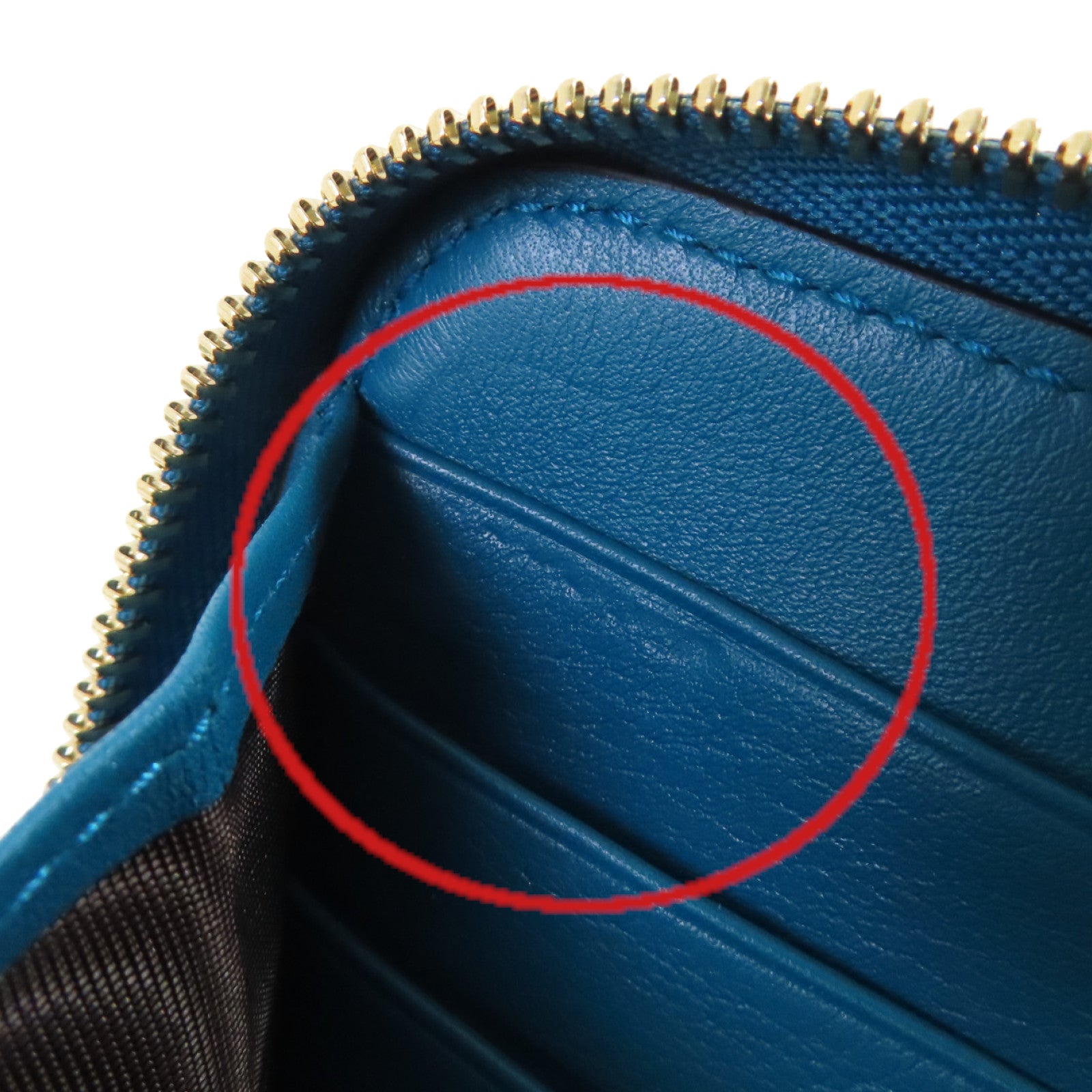 GUCCI 牛皮皮革Zipper Long Wallet金扣拉鏈長錢包湖綠色