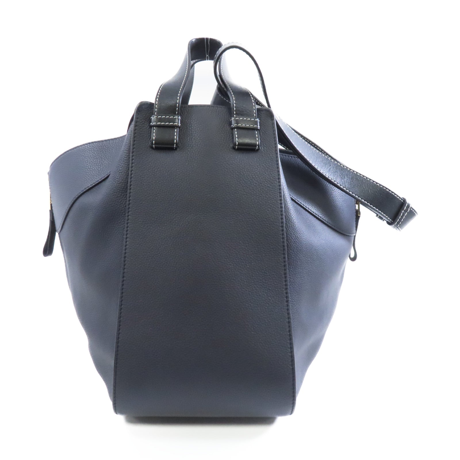 LOEWE 牛皮皮革Hammock Bag金扣手挽肩背兩用袋深藍色