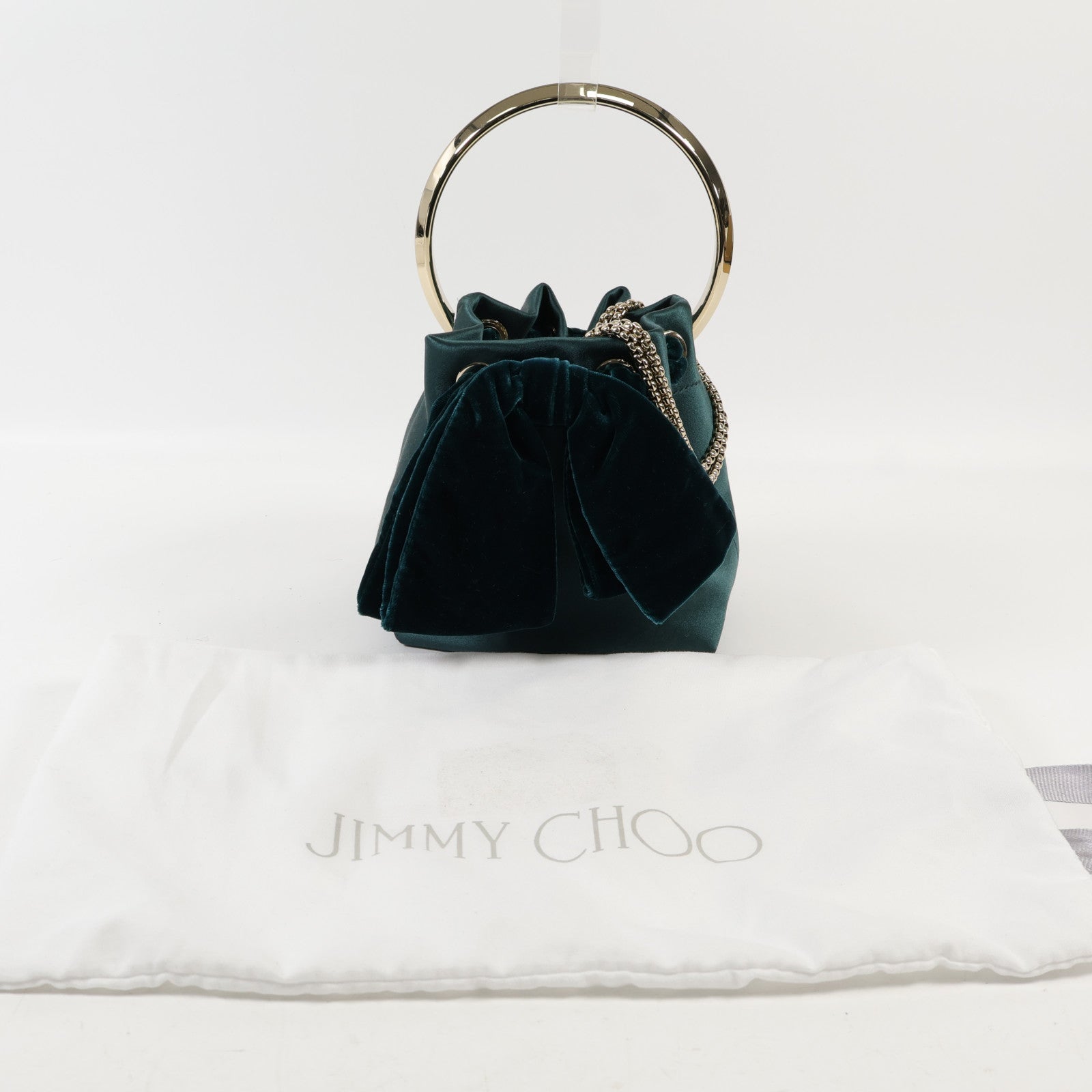 JIMMY CHOO Velvet/Satin Bon Bon Mini Bag金扣手挽肩背兩用袋