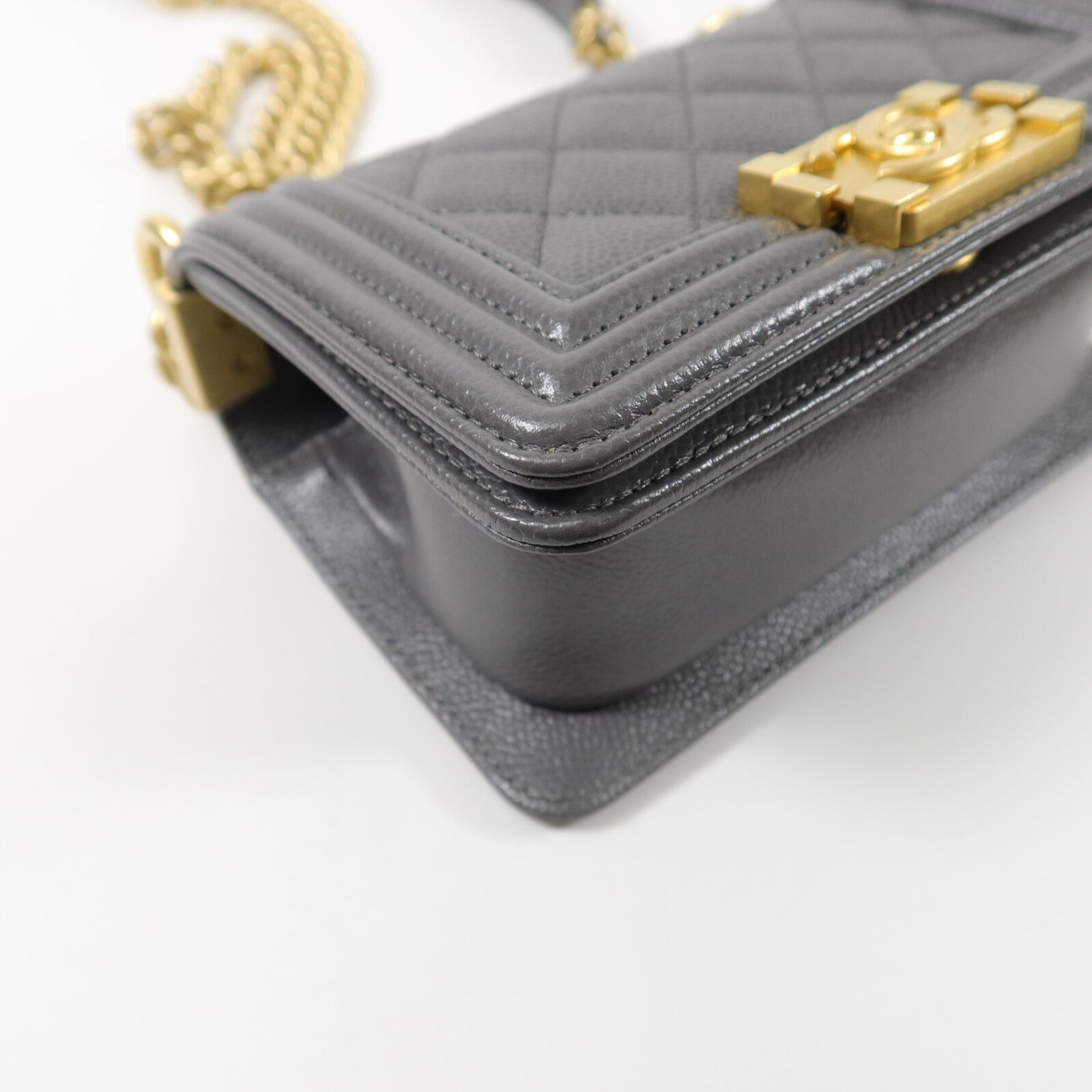 CHANEL 牛皮皮革Mini Boy鏈帶肩背袋