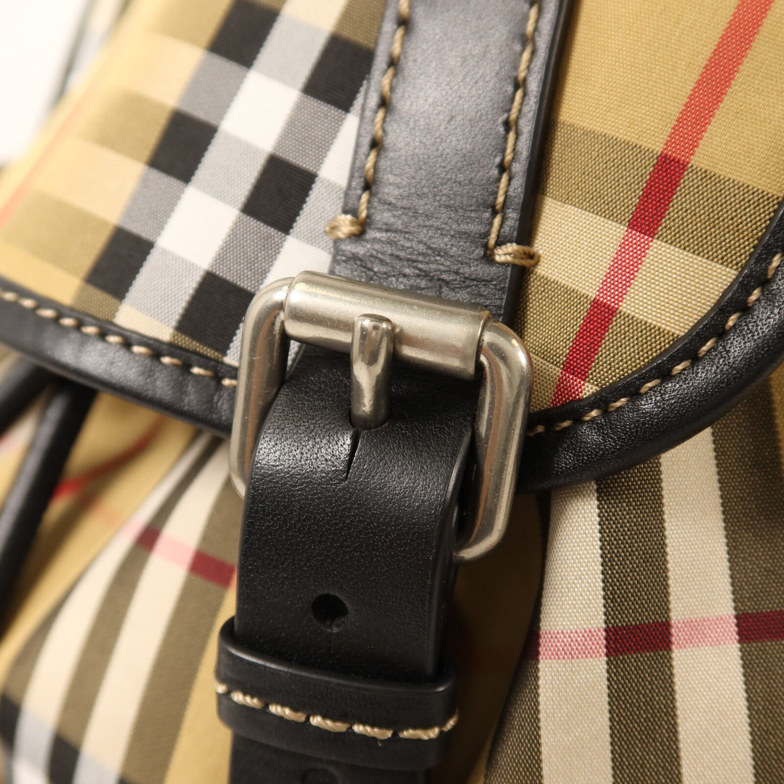BURBERRY 棉質/尼龍Rucksack銀扣鏈帶背包