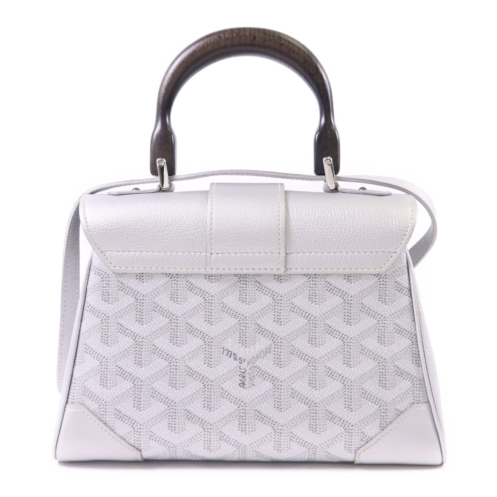 GOYARD 牛皮皮革/木材Saigon Mini銀扣手挽肩背兩用袋