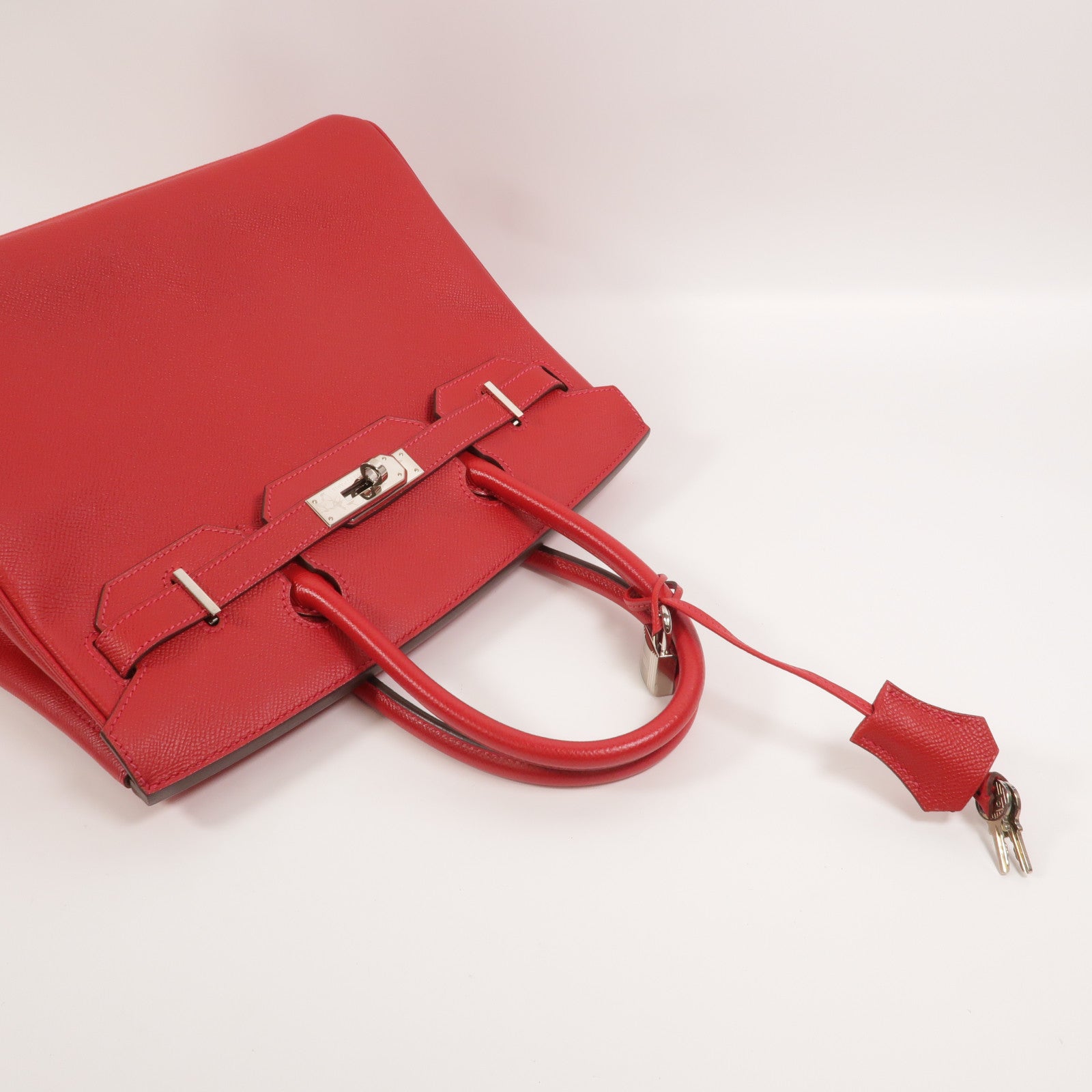 HERMES Epsom皮革Birkin 30手挽袋Rouge Casaque