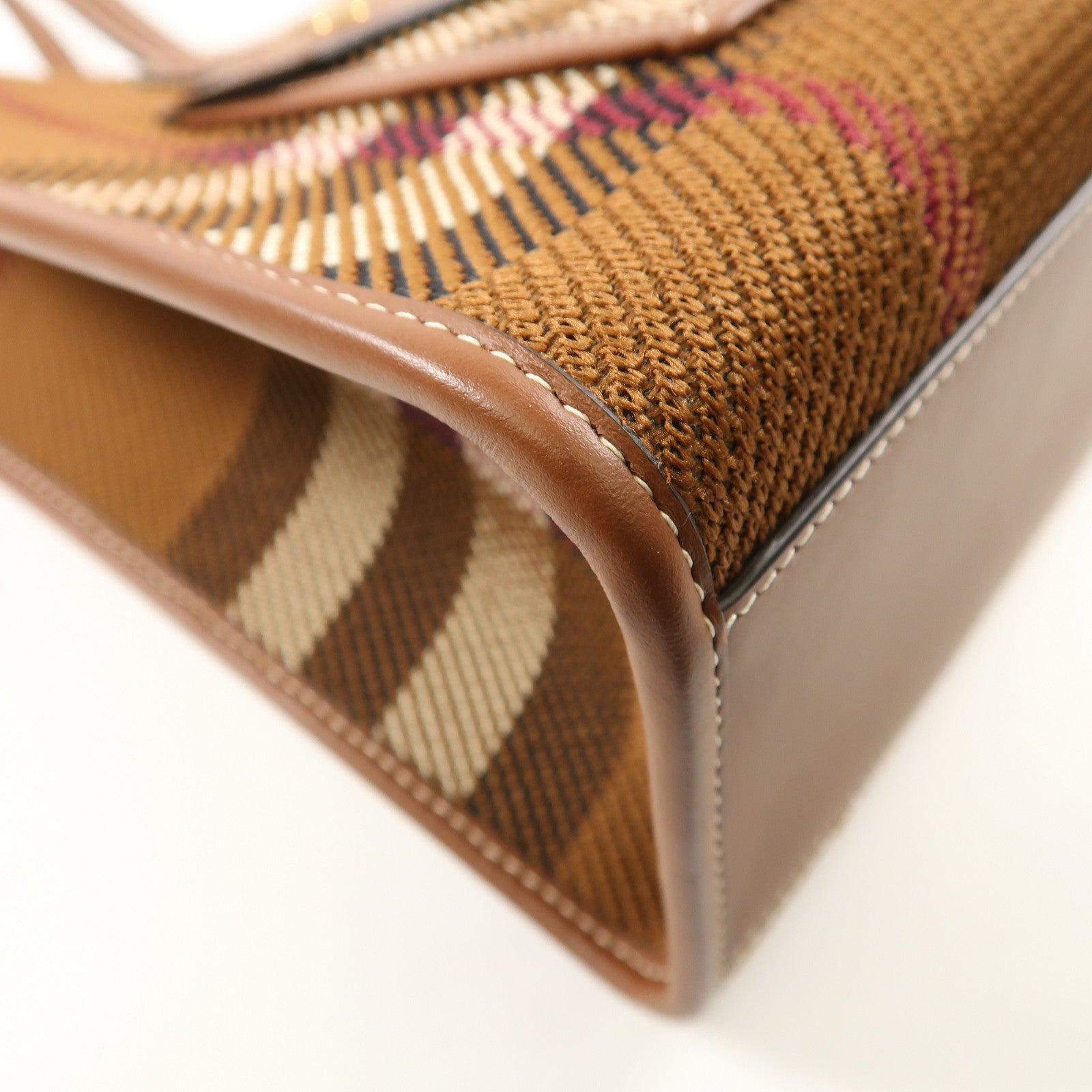 BURBERRY 帆布/皮革Shoulder Bag金扣肩背袋啡色