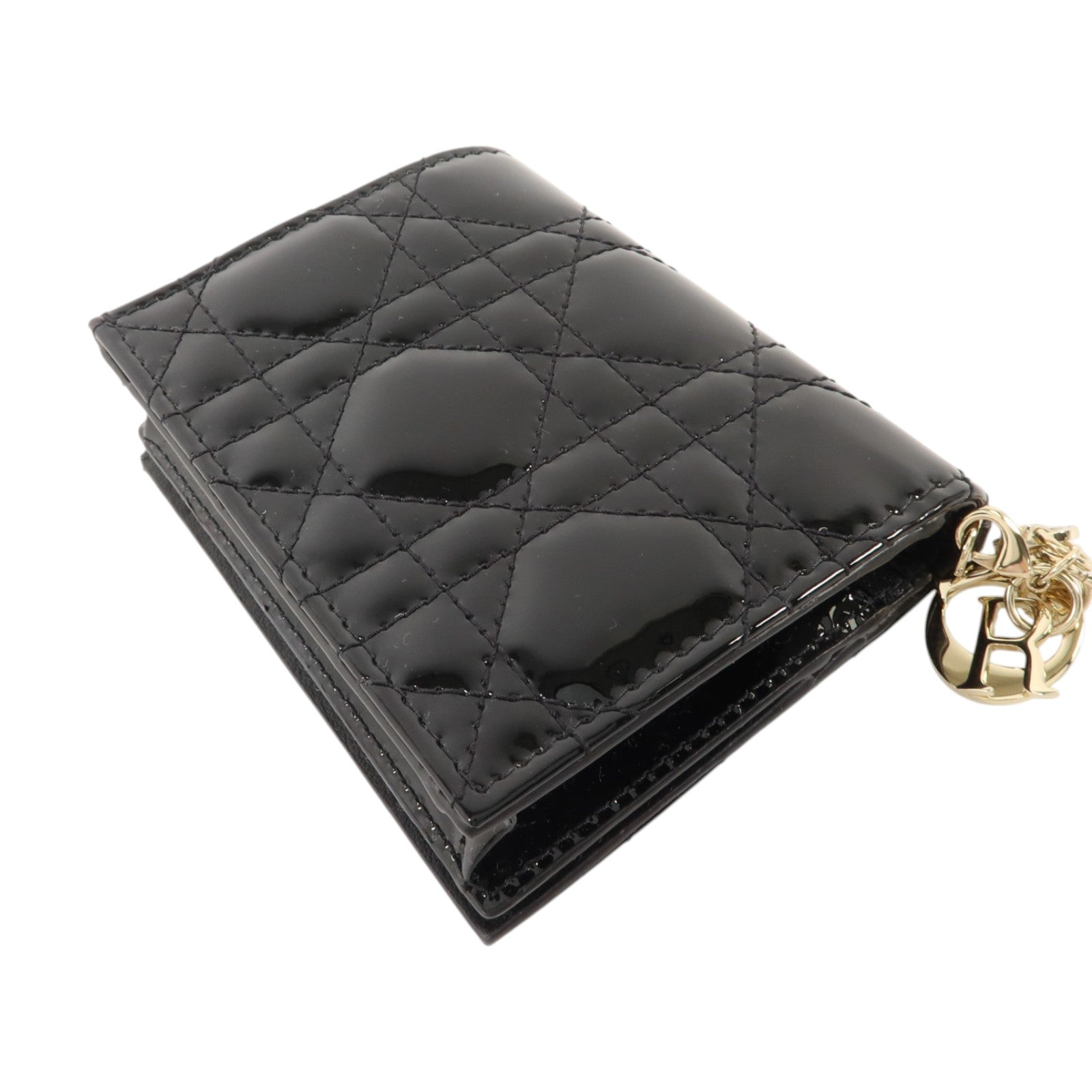 Dior 漆皮皮革Lady Dior Compact Wallet金扣錢包