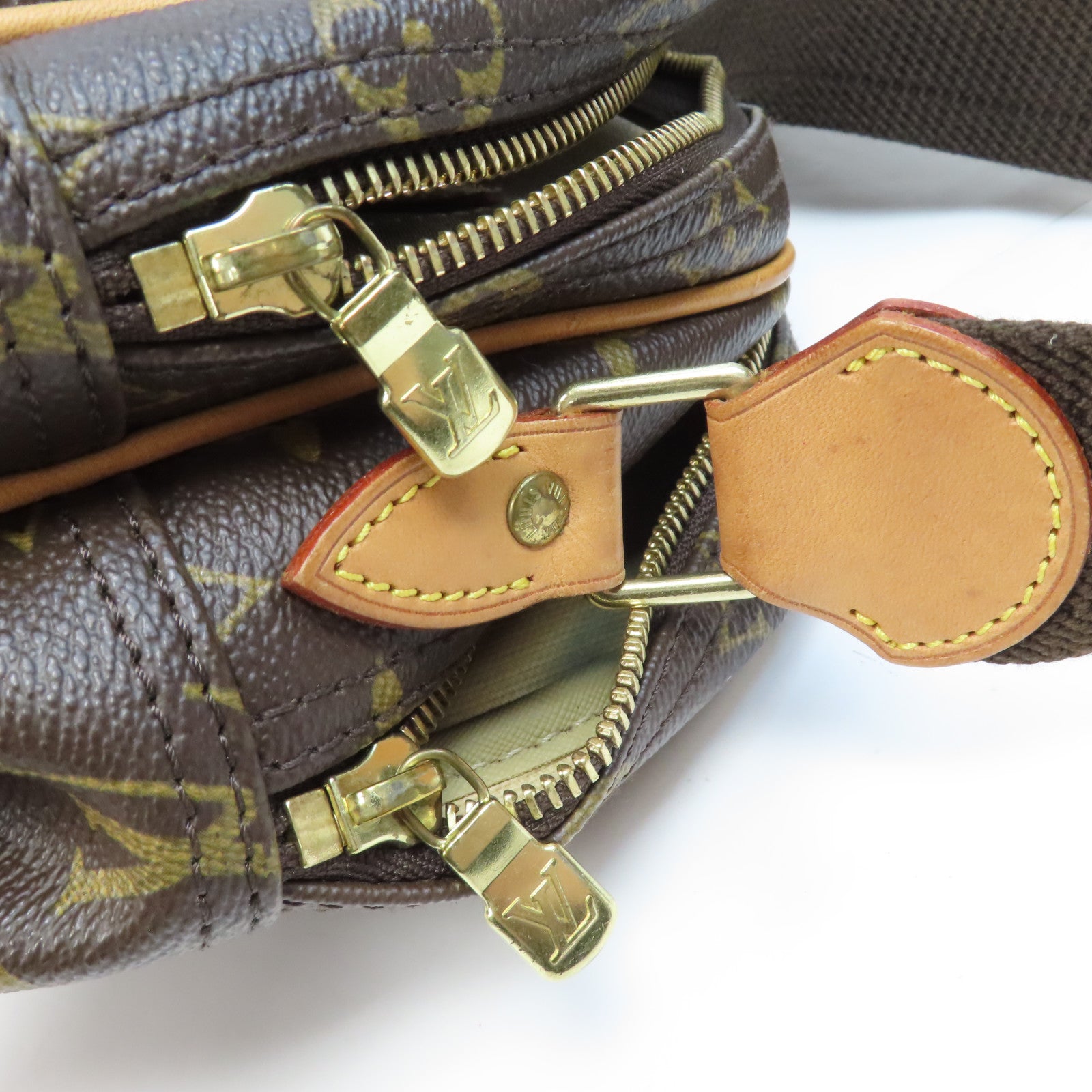LOUIS VUITTON Monogram Reporter PM金扣肩背袋啡色
