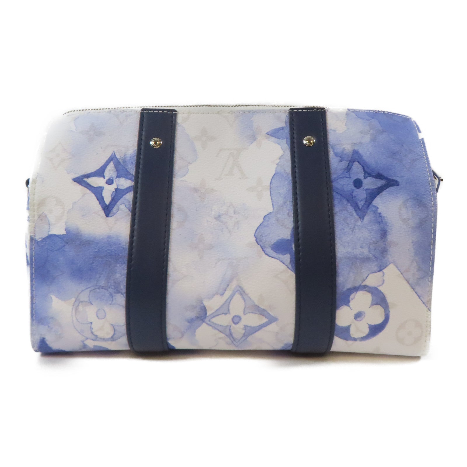 LOUIS VUITTON Monogram Watercolor City Keepall銀扣肩背袋藍色/白色