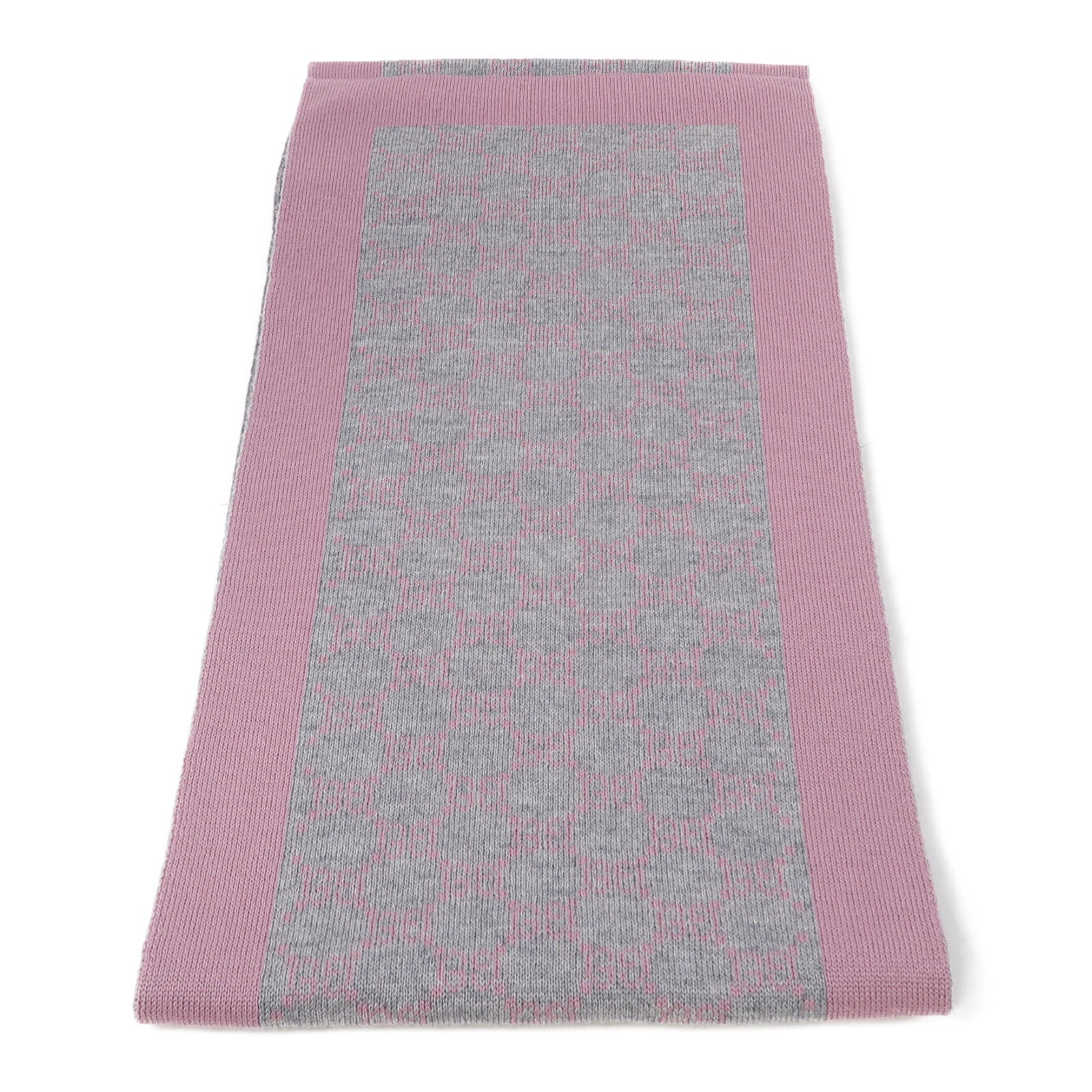 GUCCI 羊毛Scarf 23x180cm圍巾粉紅色/灰色