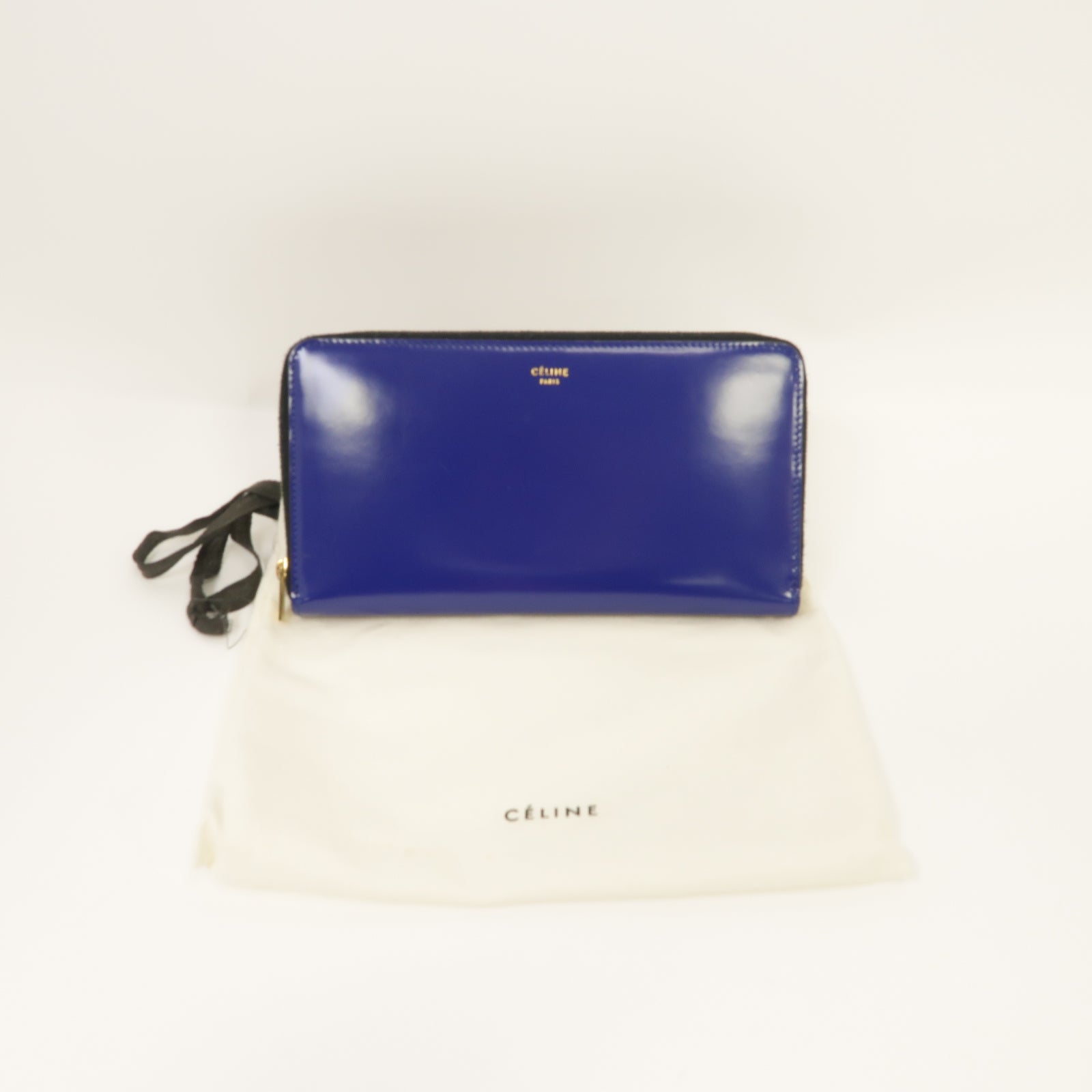 CELINE 【清倉大減價】牛皮皮革Zipper Long Wallet金扣長錢包藍色