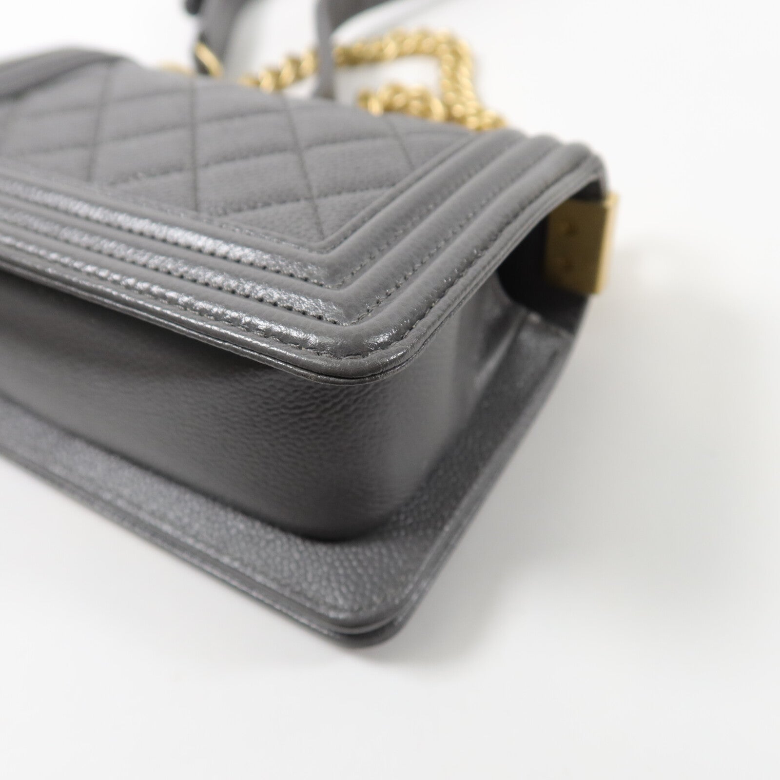 CHANEL 牛皮皮革Mini Boy鏈帶肩背袋