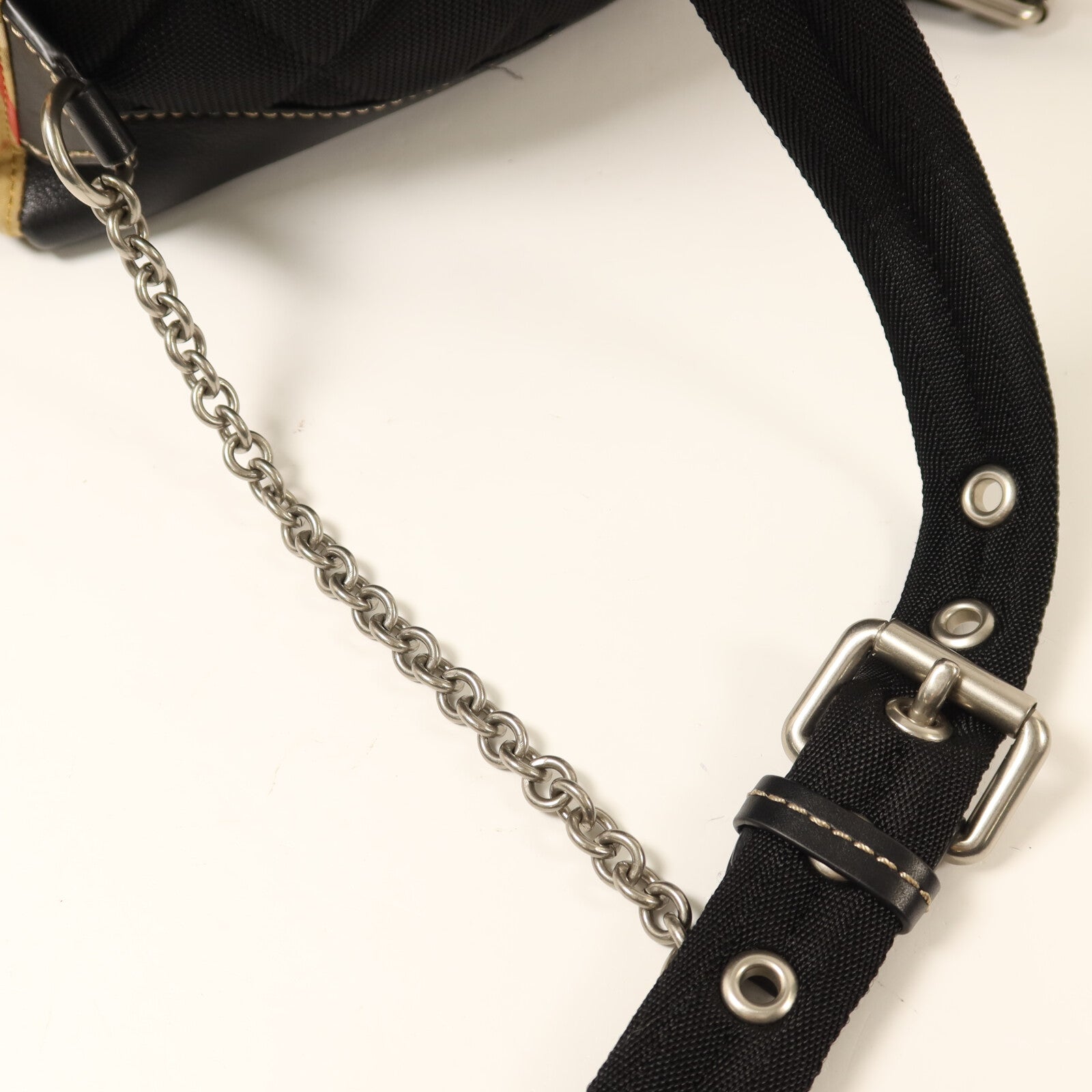 BURBERRY 棉質/尼龍Rucksack銀扣鏈帶背包