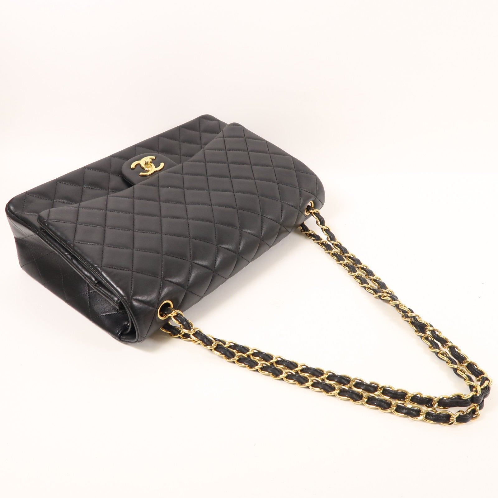 CHANEL 羊皮皮革Maxi Classic金扣鏈帶肩背袋