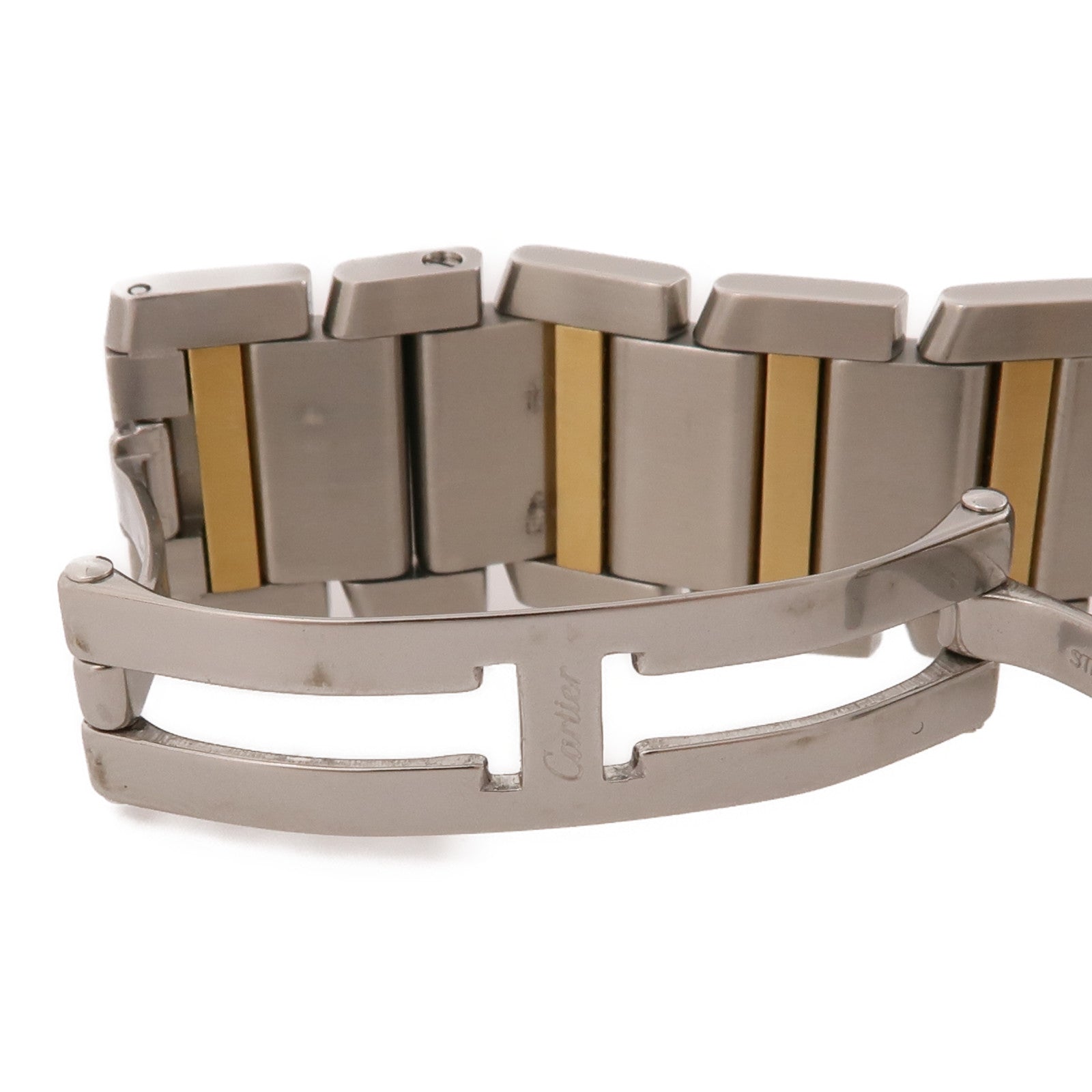 CARTIER Tank Francaise LM 18K黃金/不鏽鋼手錶自動機芯米色