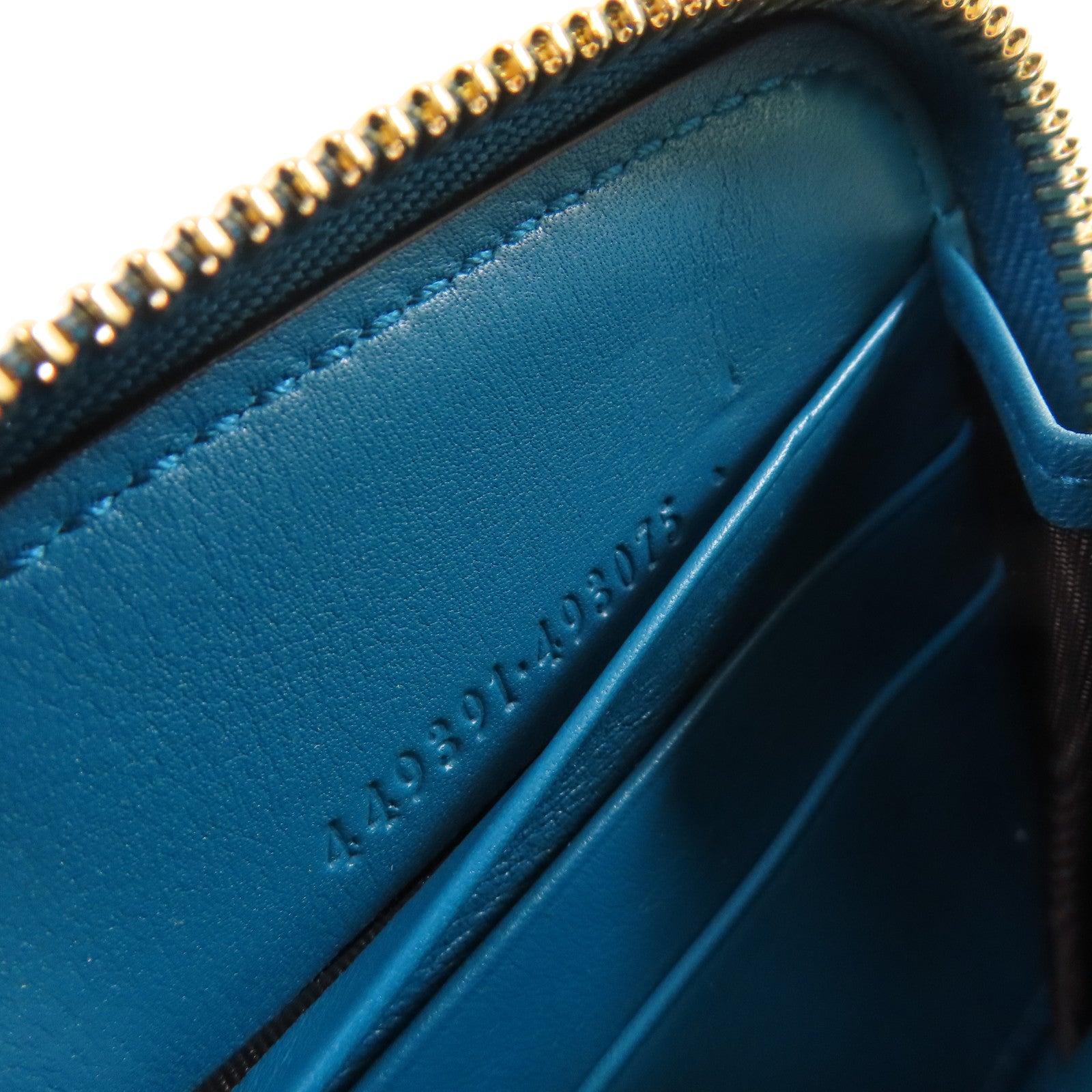 GUCCI 牛皮皮革Zipper Long Wallet金扣拉鏈長錢包湖綠色