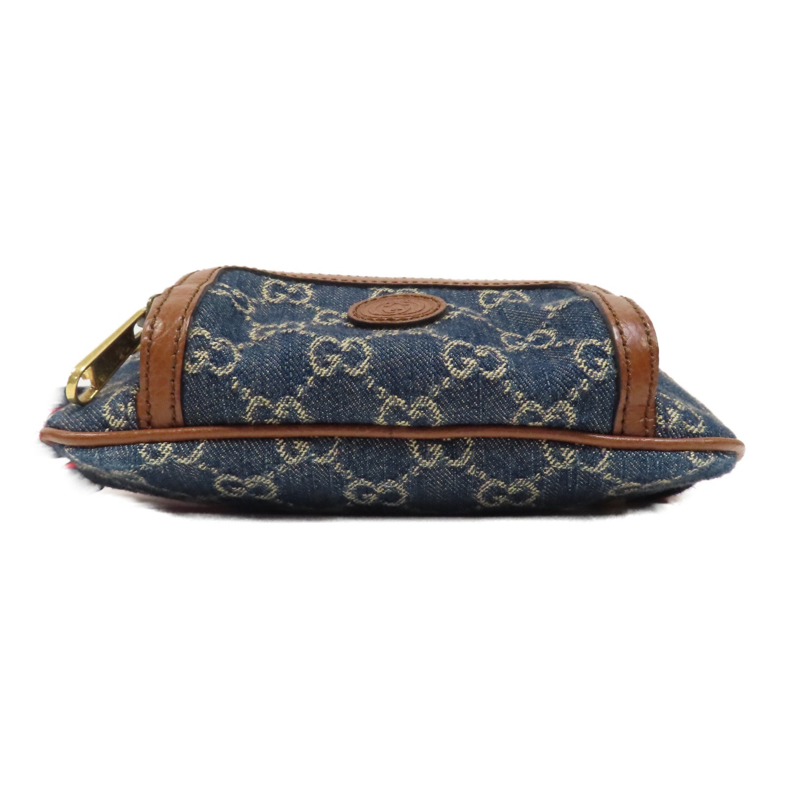 GUCCI 帆布/牛皮皮革Waist Bag金扣腰包藍色/啡色