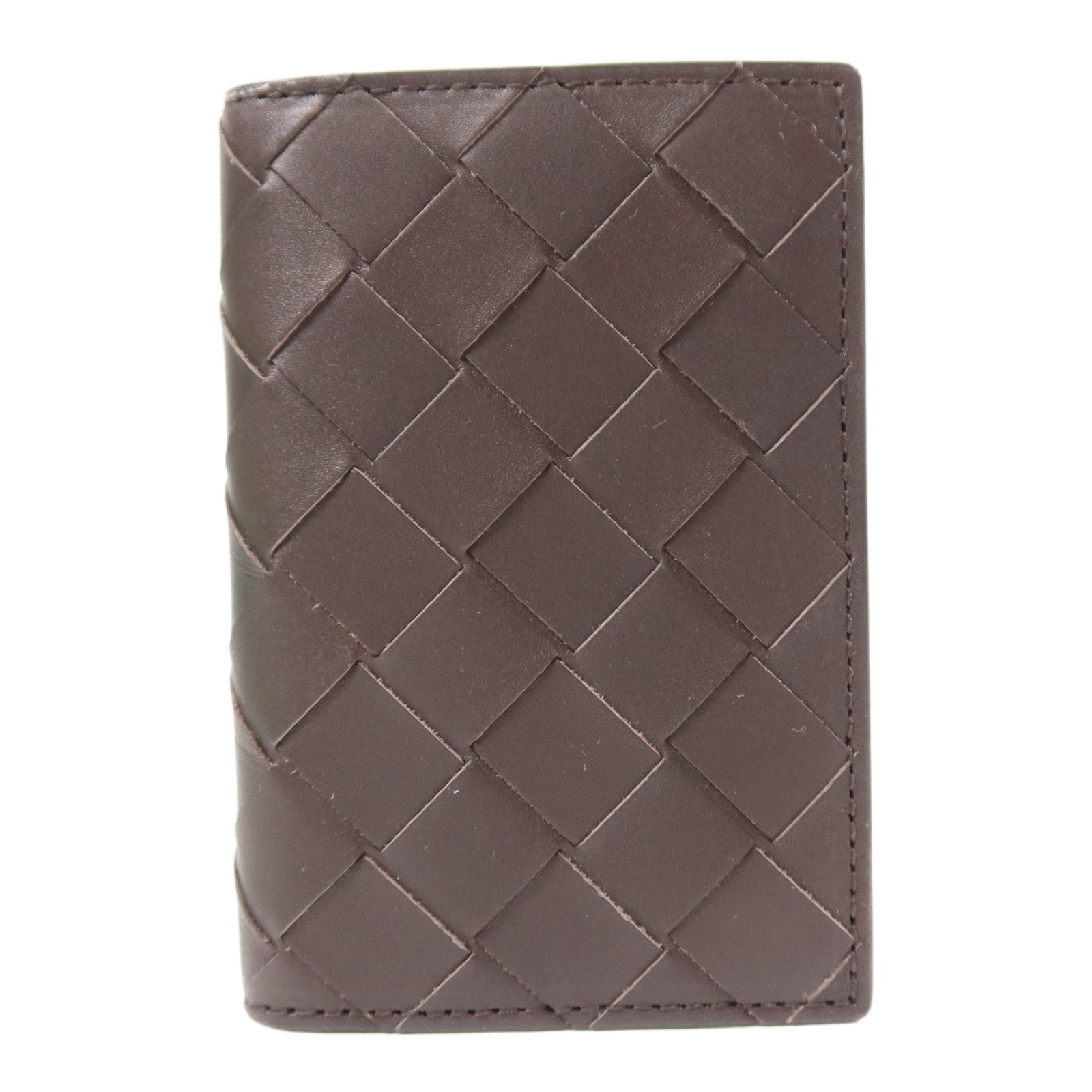 BOTTEGA VENETA BV Flap Card Case Calfskin Leather Dark Brown