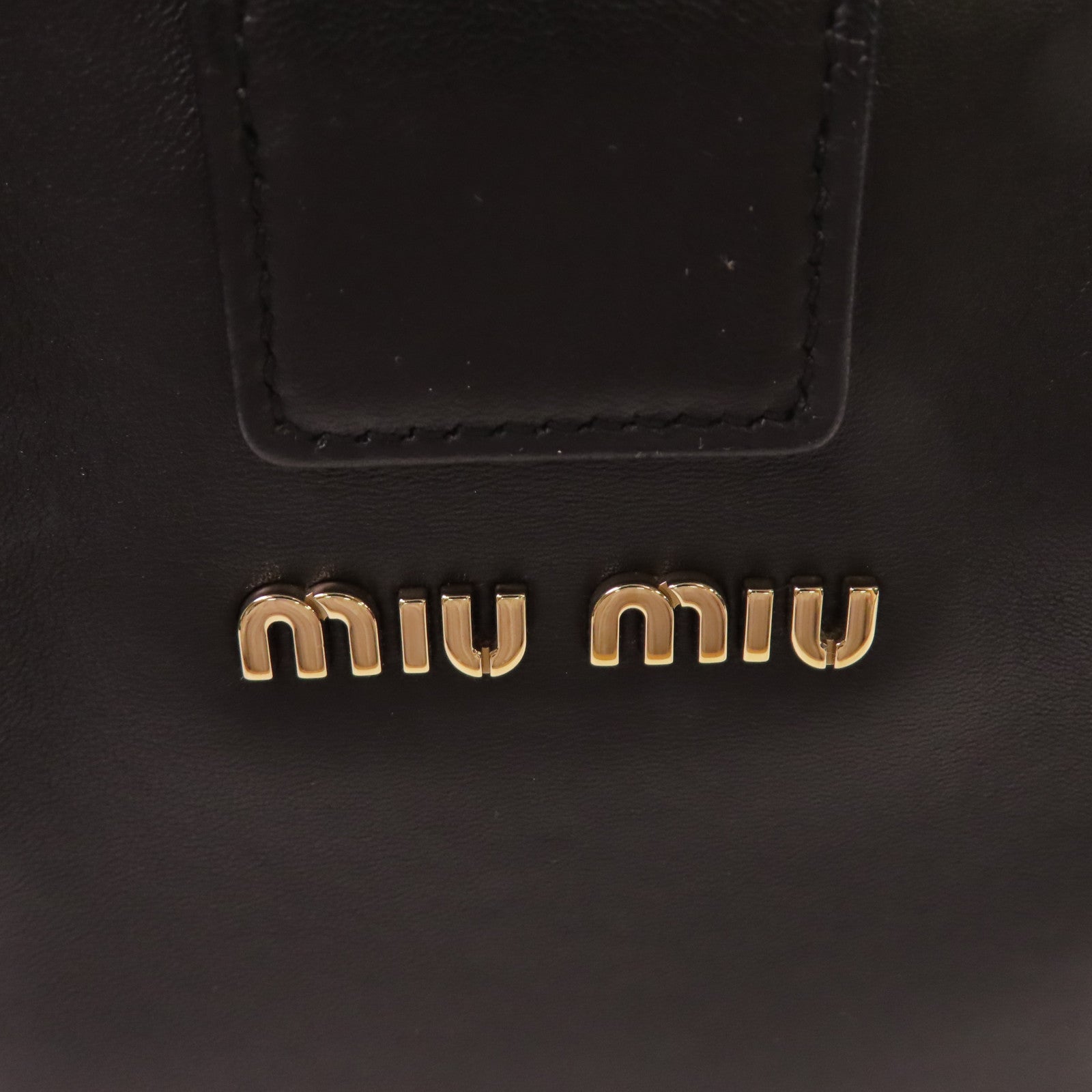 Miu Miu 羊皮皮革2Way Shoulder Bag/Vanity Case金扣手挽肩背兩用袋黑色
