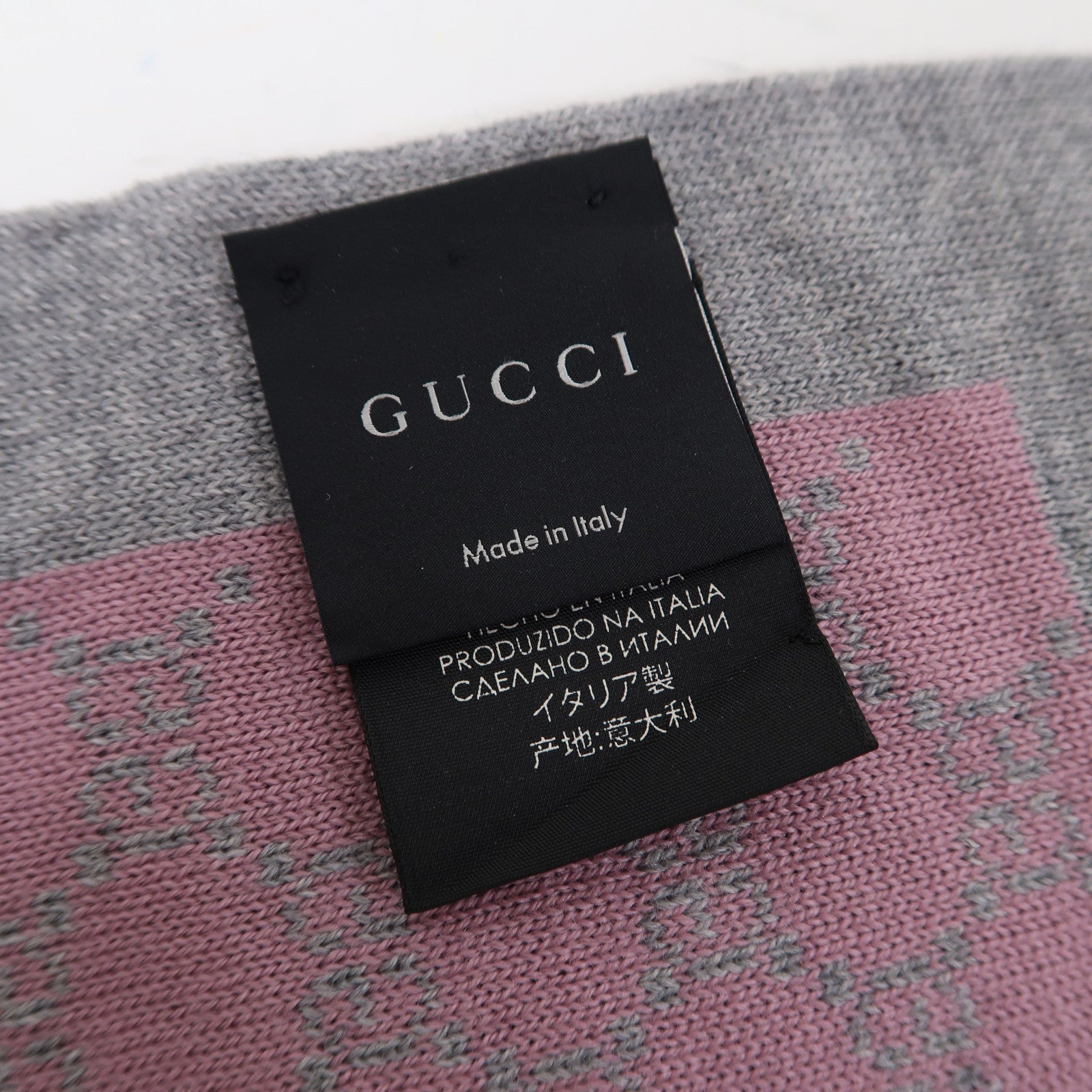 GUCCI 羊毛Scarf 23x180cm圍巾粉紅色/灰色