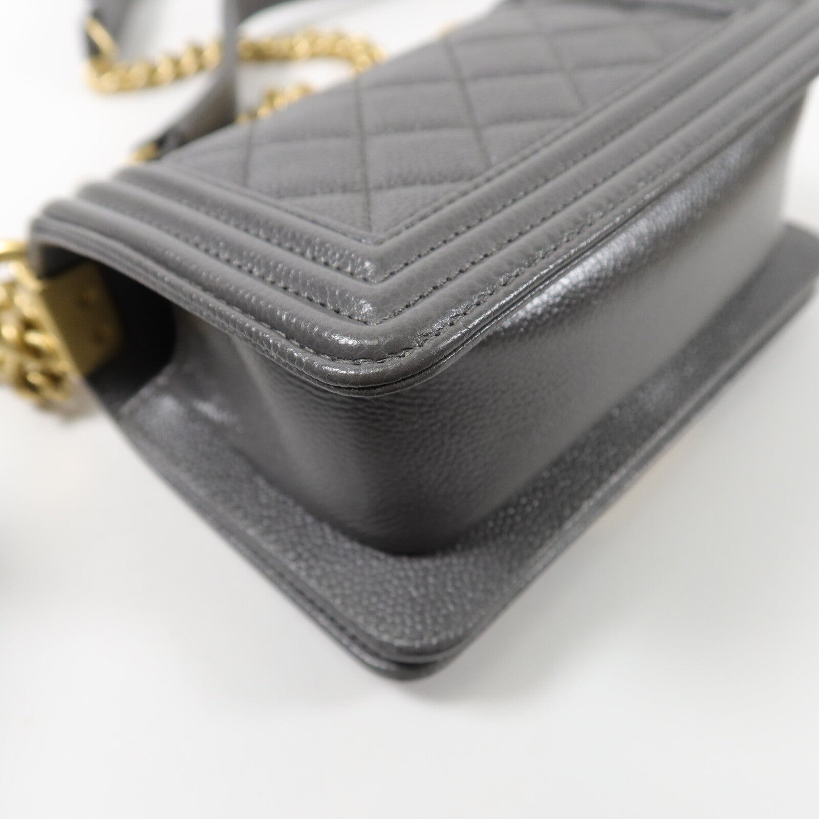 CHANEL 牛皮皮革Mini Boy鏈帶肩背袋