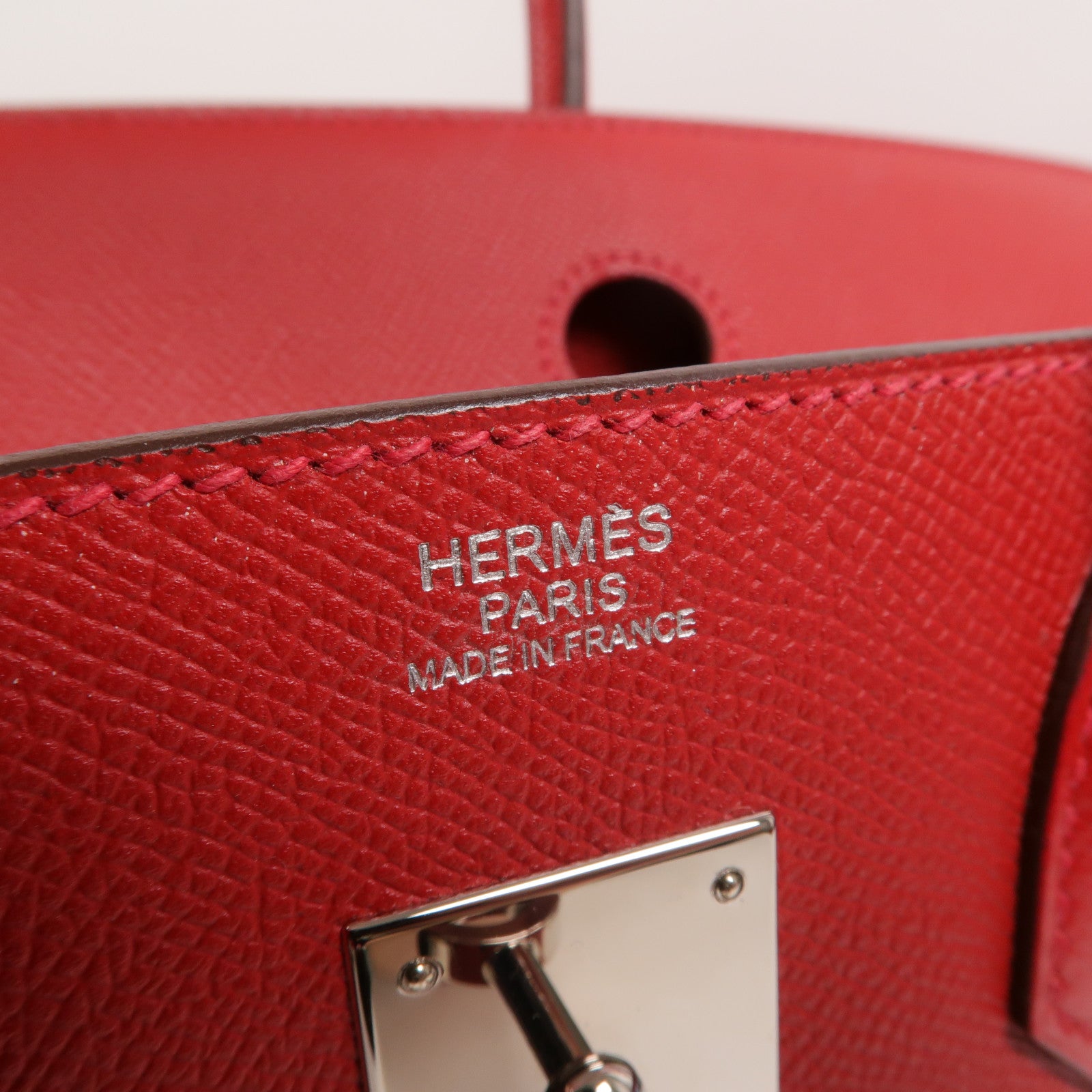 HERMES Epsom皮革Birkin 30手挽袋Rouge Casaque
