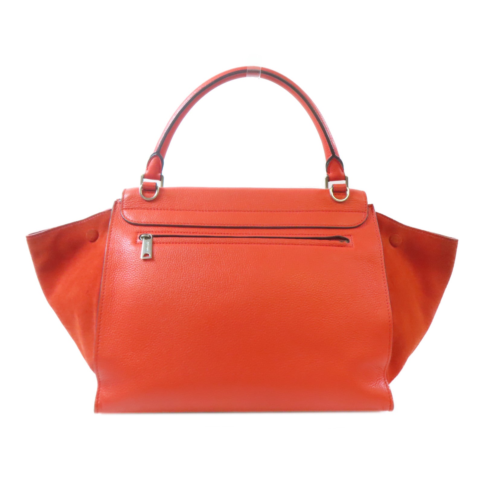 CELINE 【激減優惠】牛皮皮革/絨布Trapeze Tote Bag銀扣手挽肩背兩用袋紅色