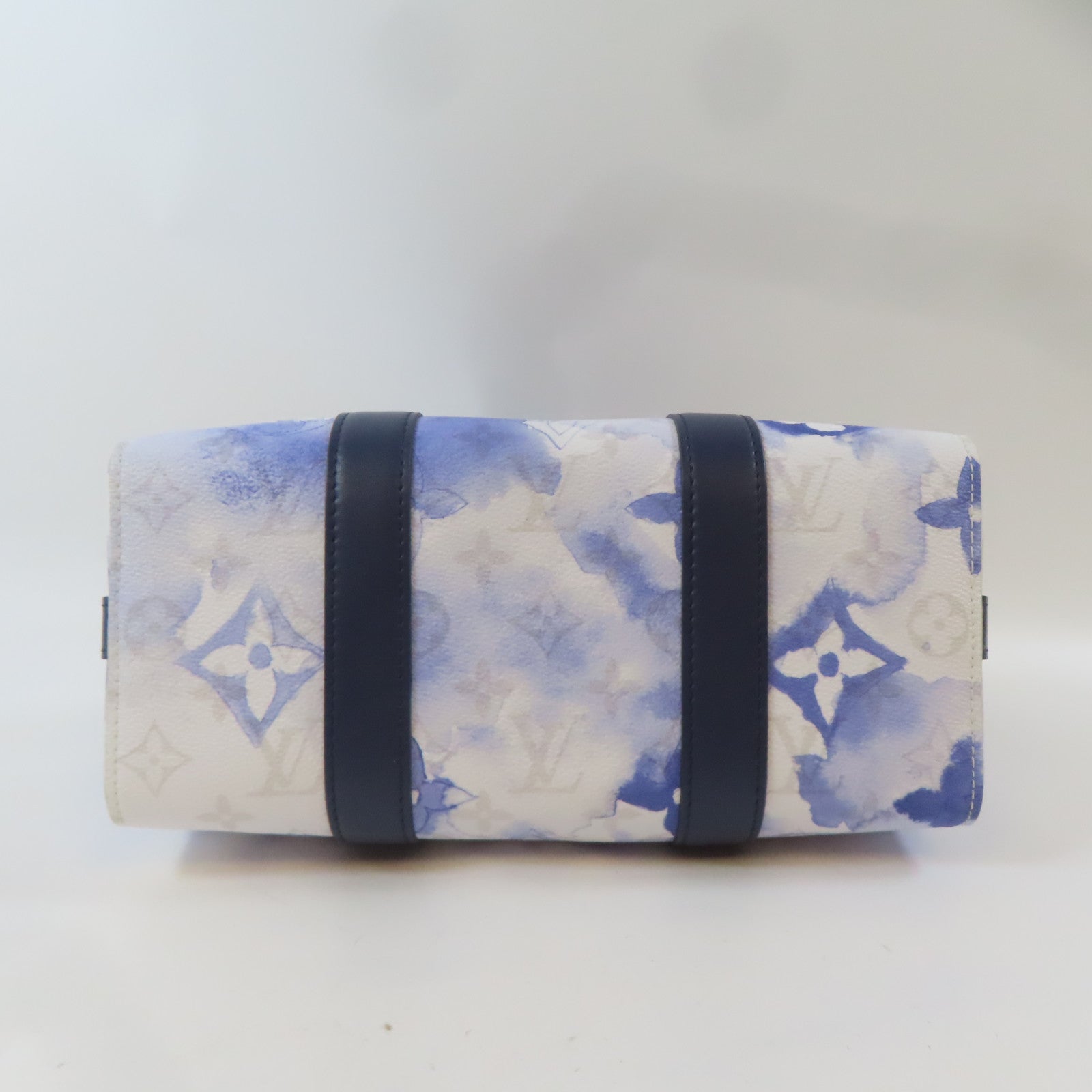 LOUIS VUITTON Monogram Watercolor City Keepall銀扣肩背袋藍色/白色