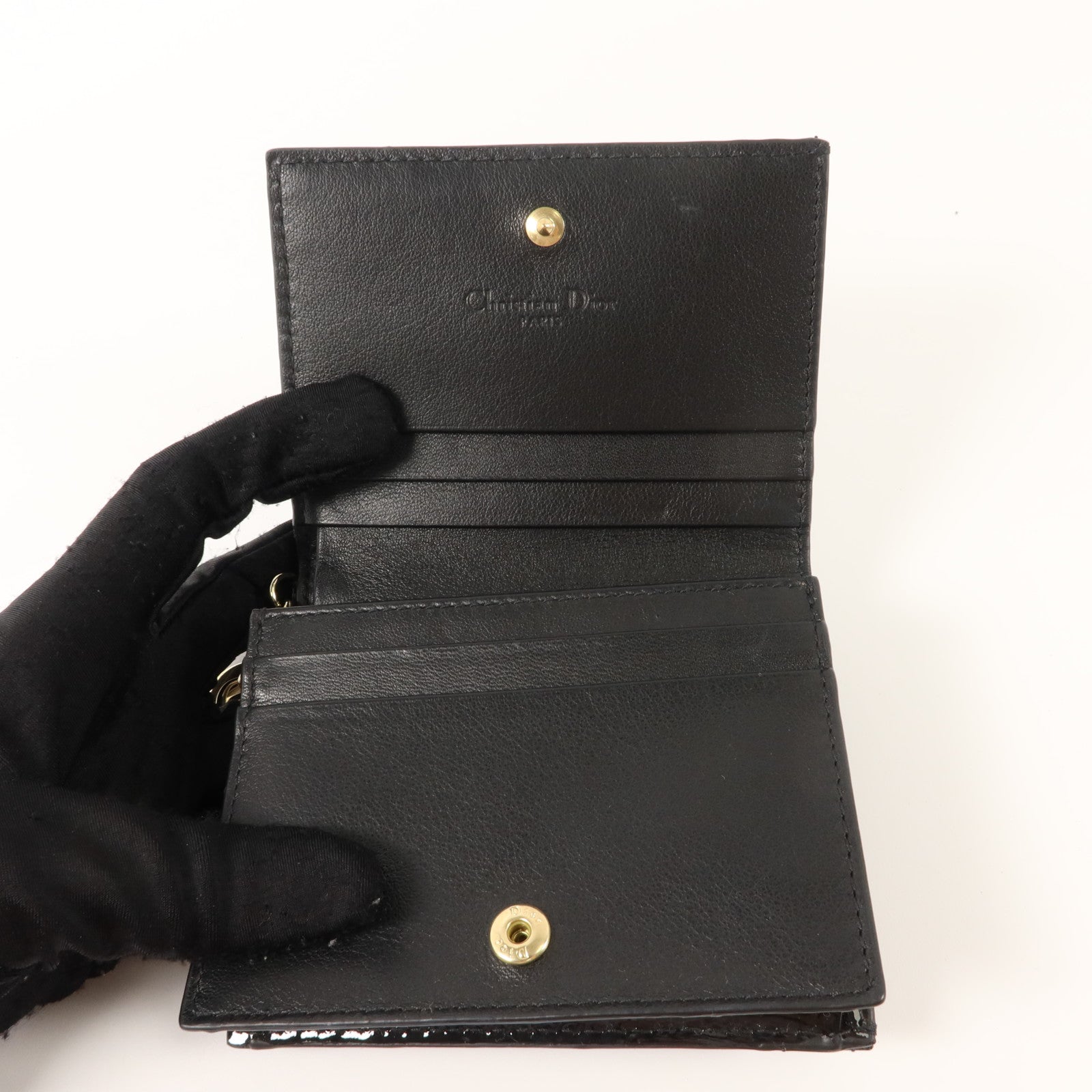 Dior 漆皮皮革Lady Dior Compact Wallet金扣錢包