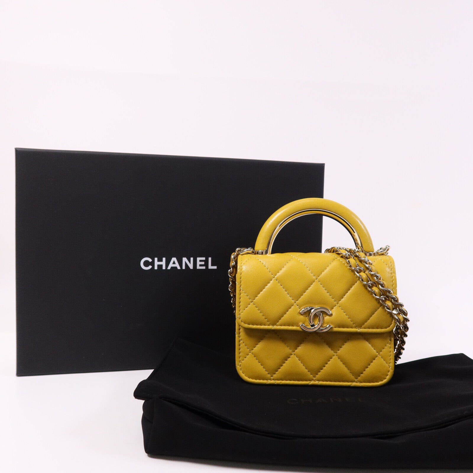 CHANEL 羊皮皮革Chain With Handle金扣鏈帶手挽肩背兩用袋