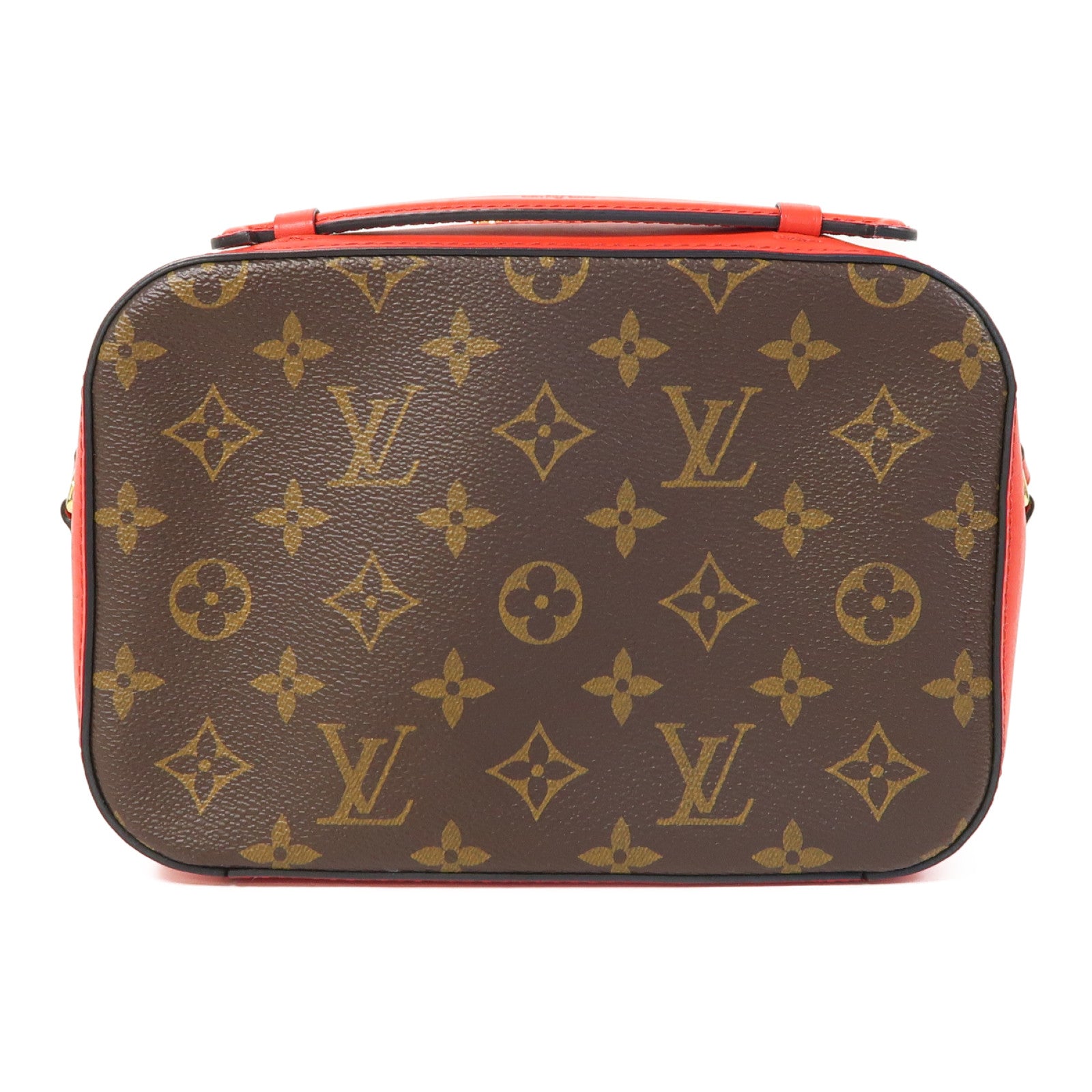 LOUIS VUITTON Monogram Saintonge金扣肩背袋啡色/紅色