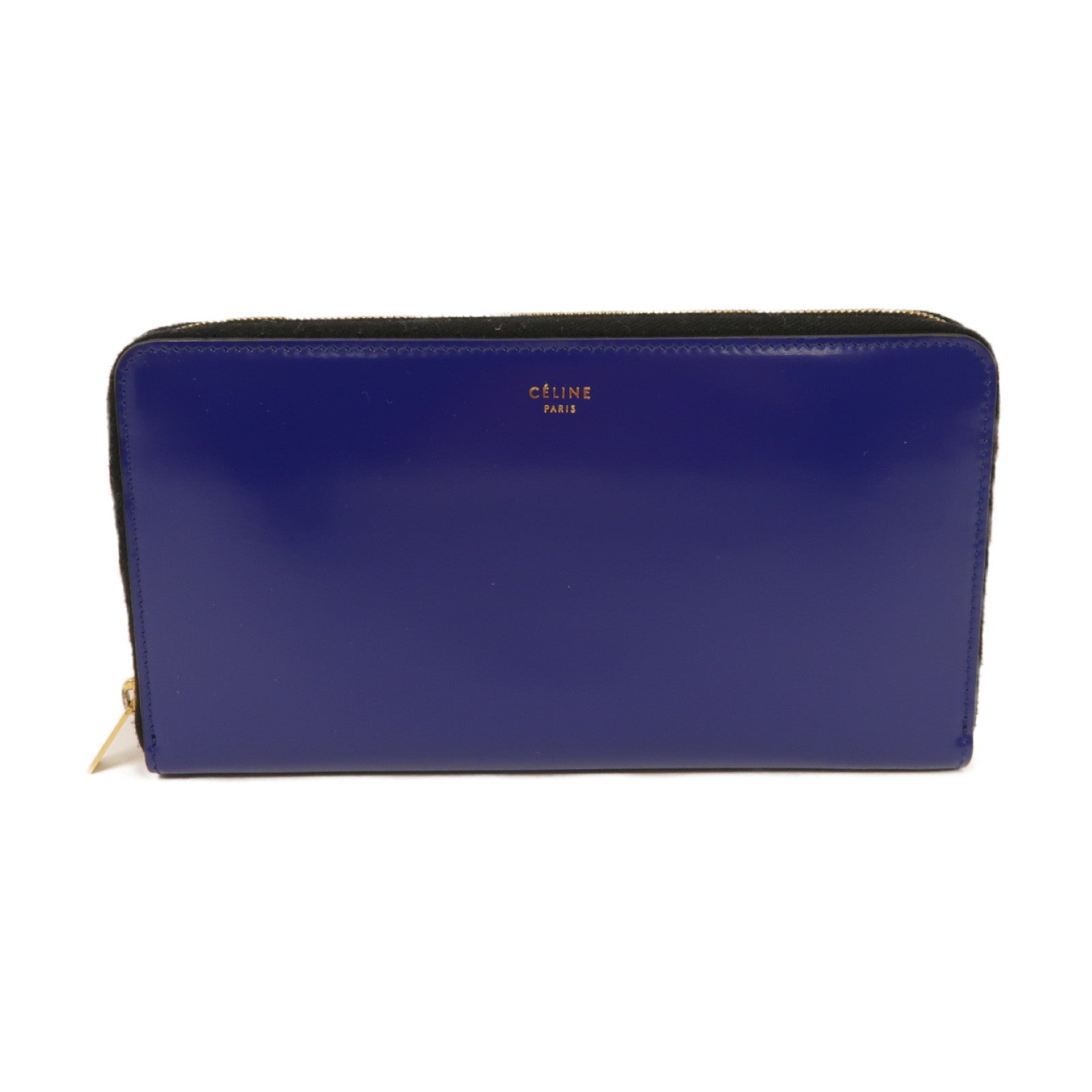 CELINE 【清倉大減價】牛皮皮革Zipper Long Wallet金扣長錢包藍色