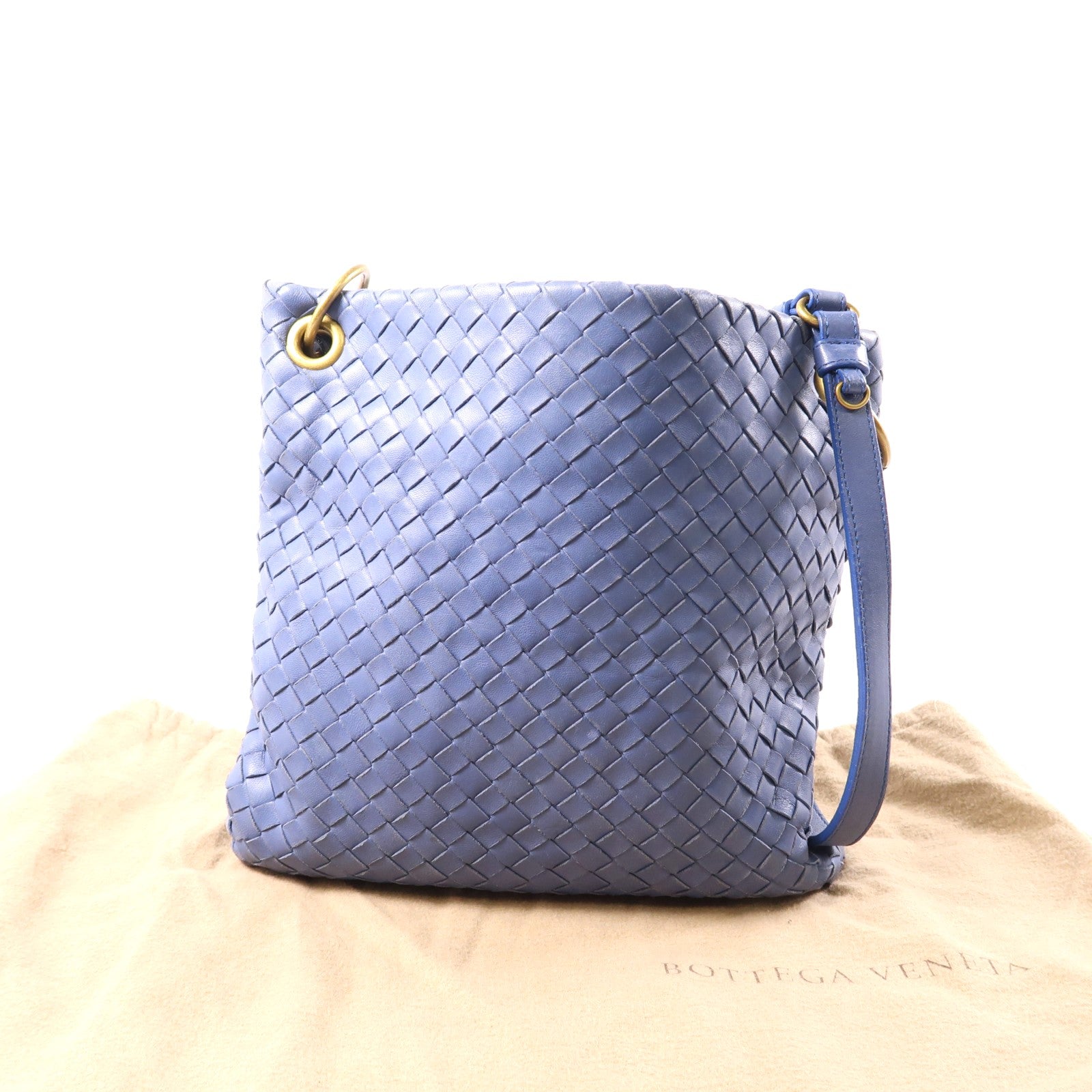 BOTTEGA VENETA 牛皮皮革Shoulder Bag金扣肩背袋藍色
