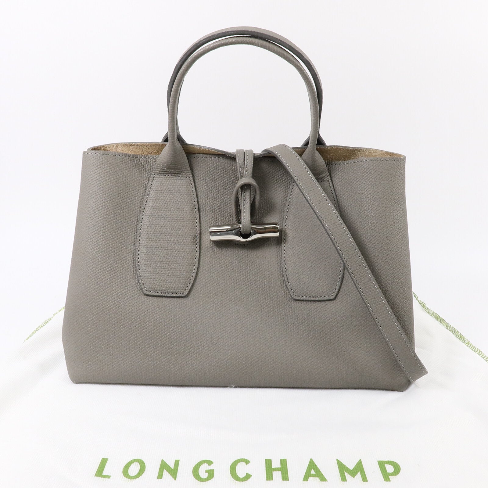 Longchamp 牛皮皮革Roseau M Handbag手挽肩背兩用袋