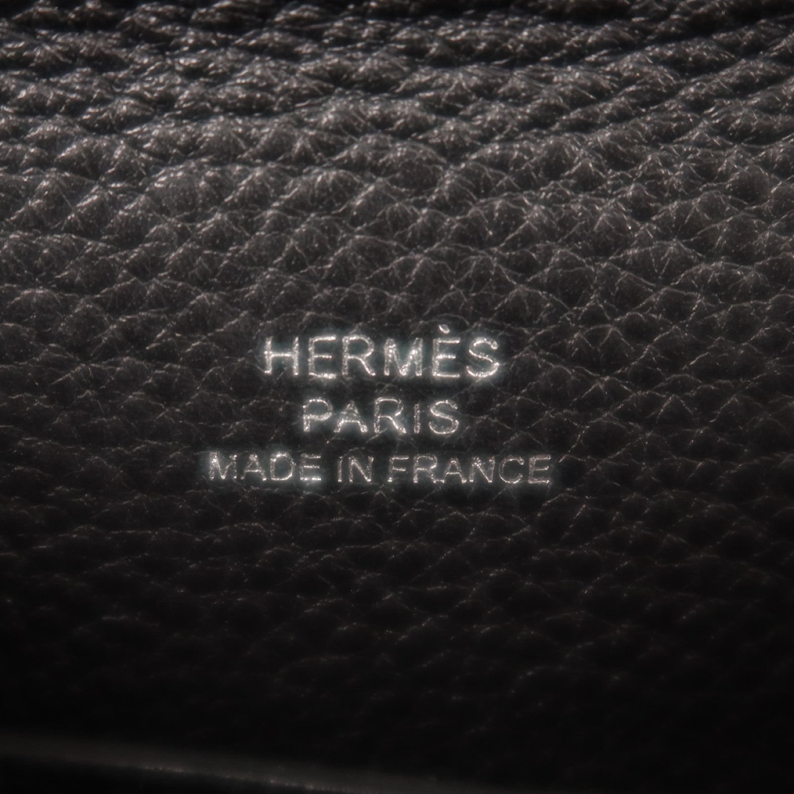 HERMES Togo皮革Vide Poches銀扣肩背袋Noir