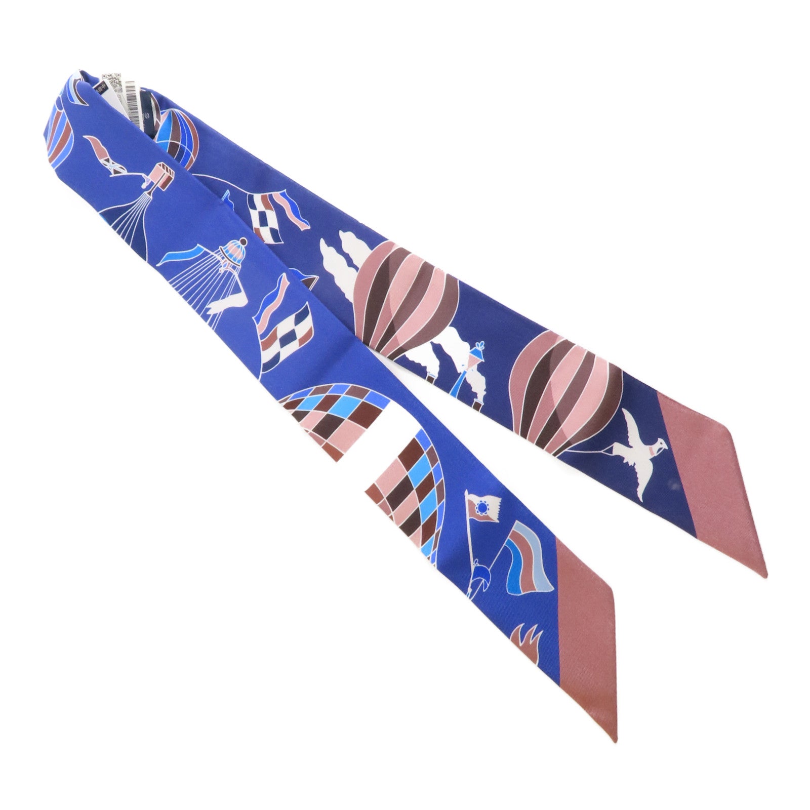 HERMES Twilly Scarf Scarves Silk Blue Purple