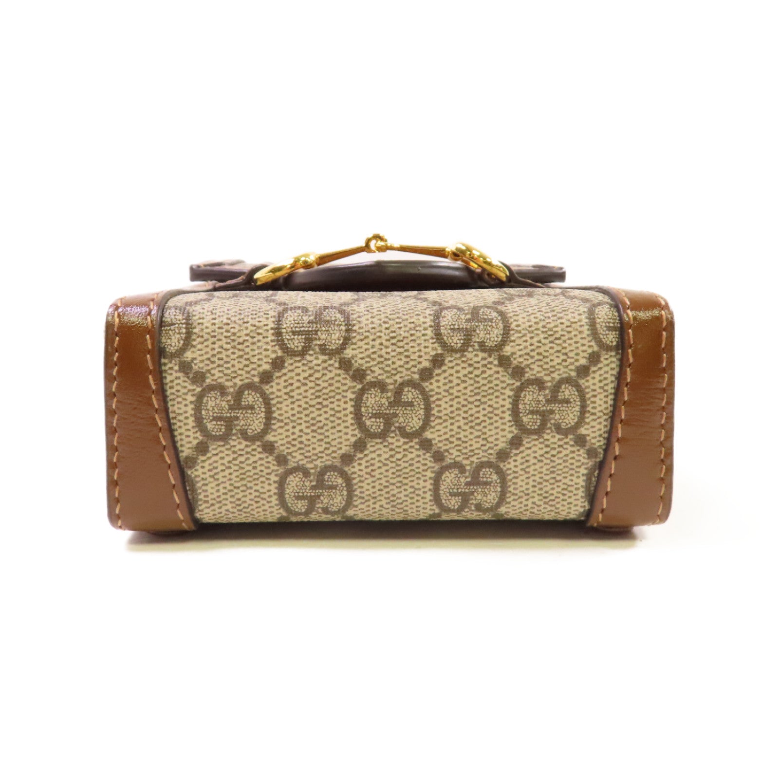 GUCCI 【激減優惠】塗層帆布Horsebit Mini Shoulder Bag金扣肩背袋啡色